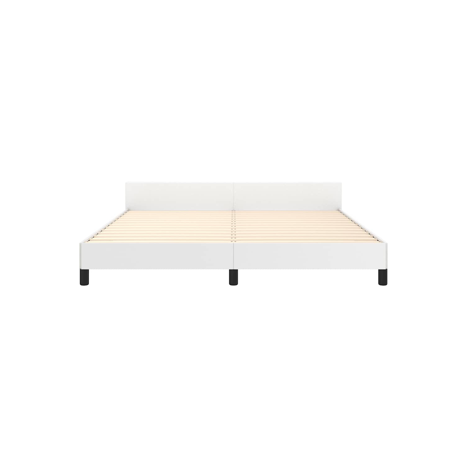 vidaXL King Platform Bed Frame, Slats Support, Easy Assembly, No Mattress, White Faux Leather