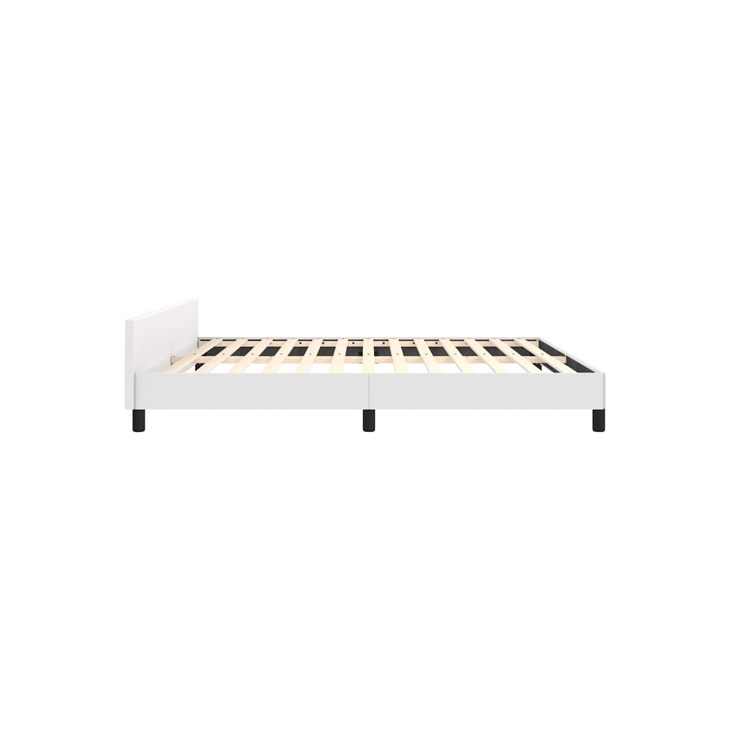 vidaXL King Platform Bed Frame, Slats Support, Easy Assembly, No Mattress, White Faux Leather