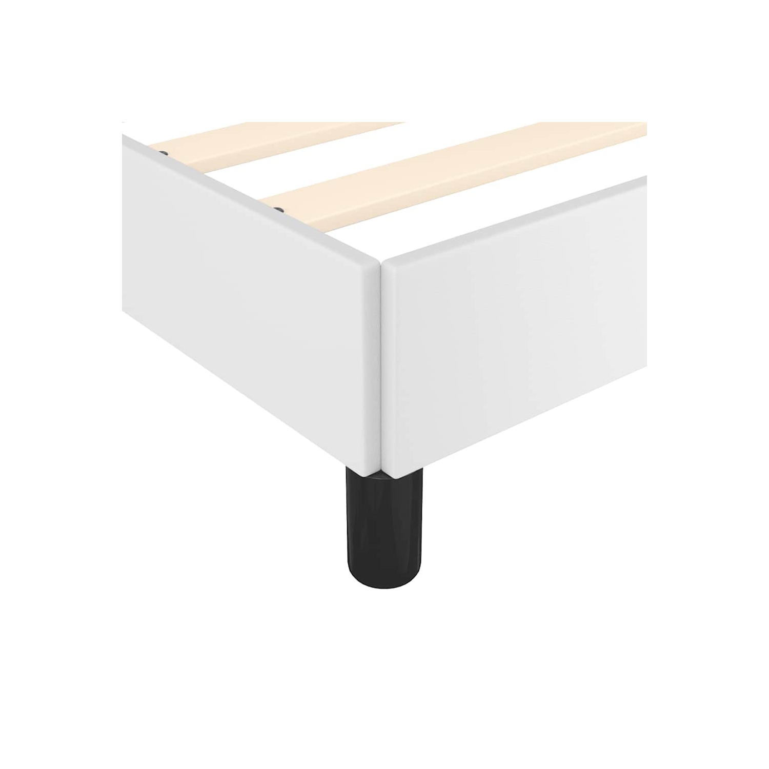 vidaXL King Platform Bed Frame, Slats Support, Easy Assembly, No Mattress, White Faux Leather