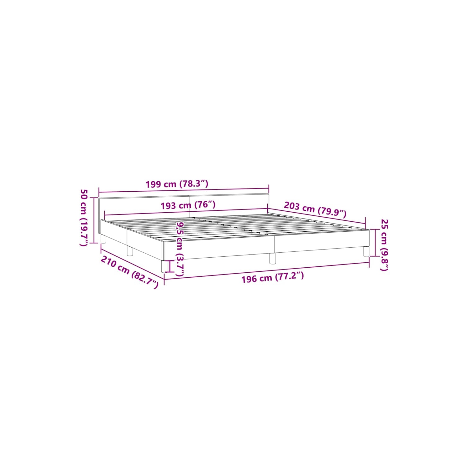 vidaXL King Platform Bed Frame, Slats Support, Easy Assembly, No Mattress, White Faux Leather