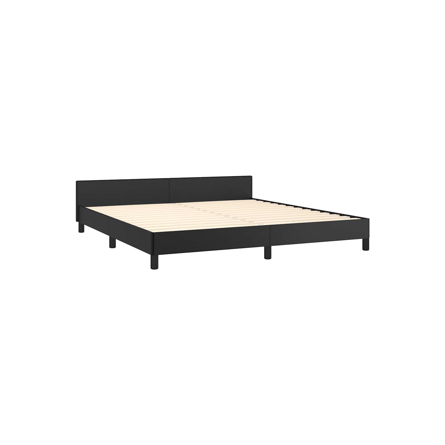 vidaXL California King Platform Bed Frame, Slats Support, No Mattress, Black Faux Leather