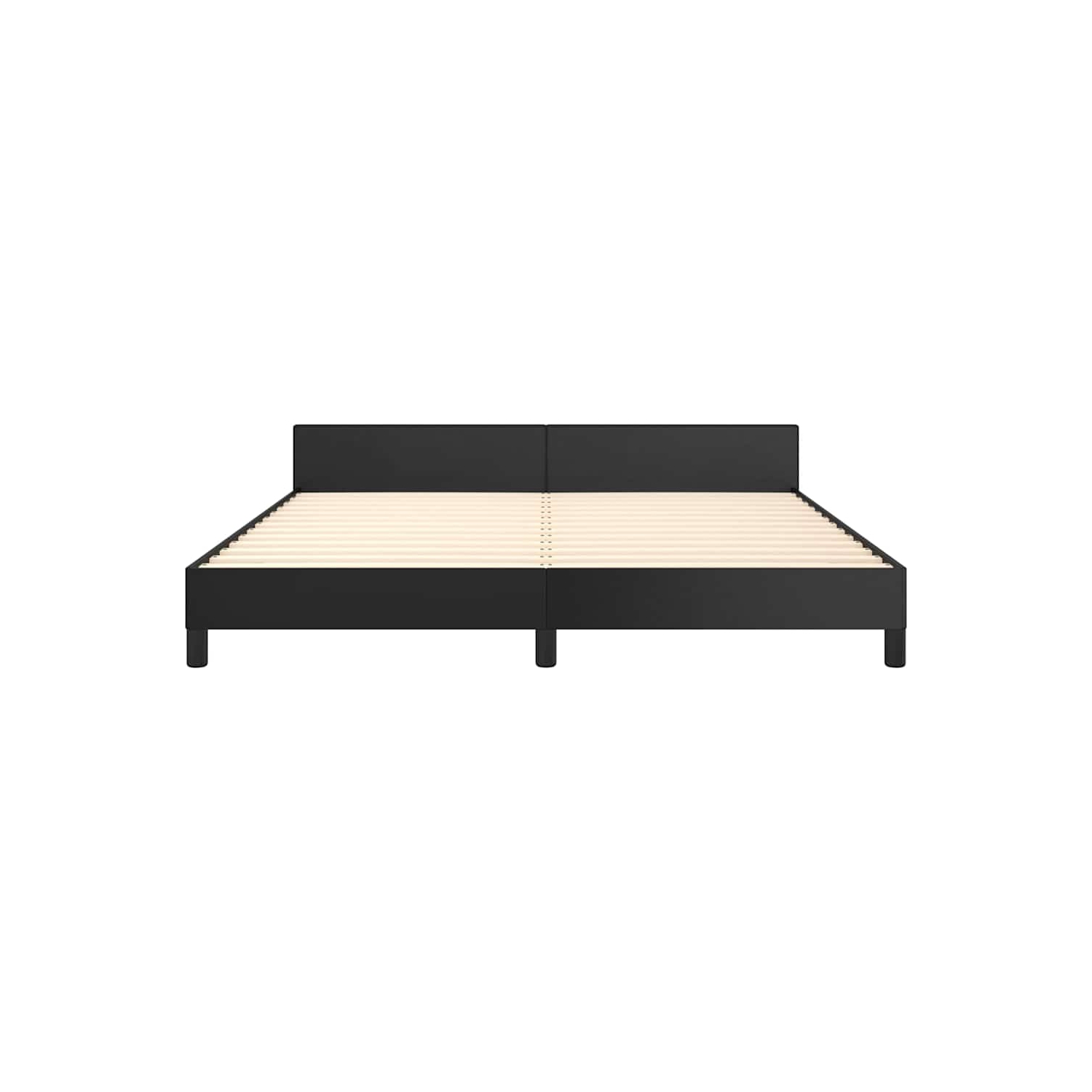 vidaXL California King Platform Bed Frame, Slats Support, No Mattress, Black Faux Leather