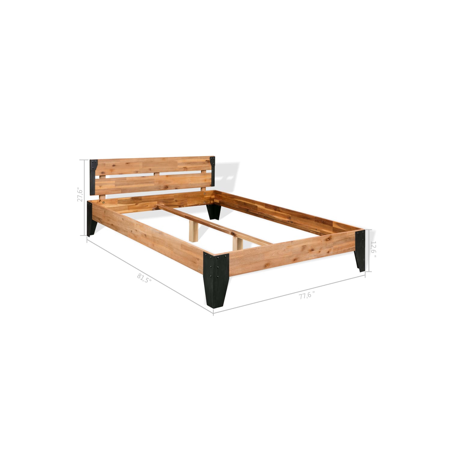 Cadre de lit en bois d'acacia massif de 76 x x79,9 po de vidaXL