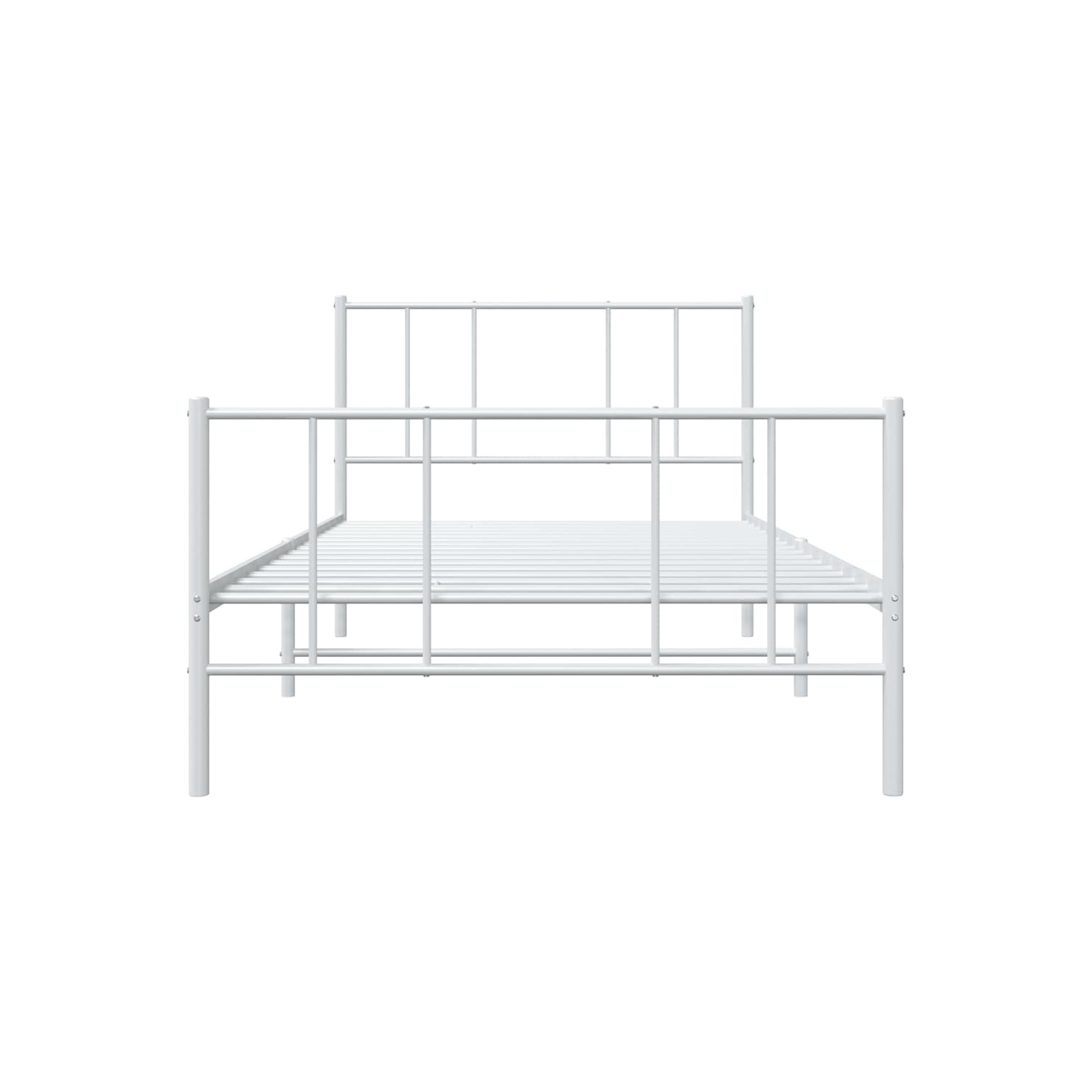vidaXL White Twin Metal Bed Frame with Headboard & Slats, No Mattress, Easy Assembly