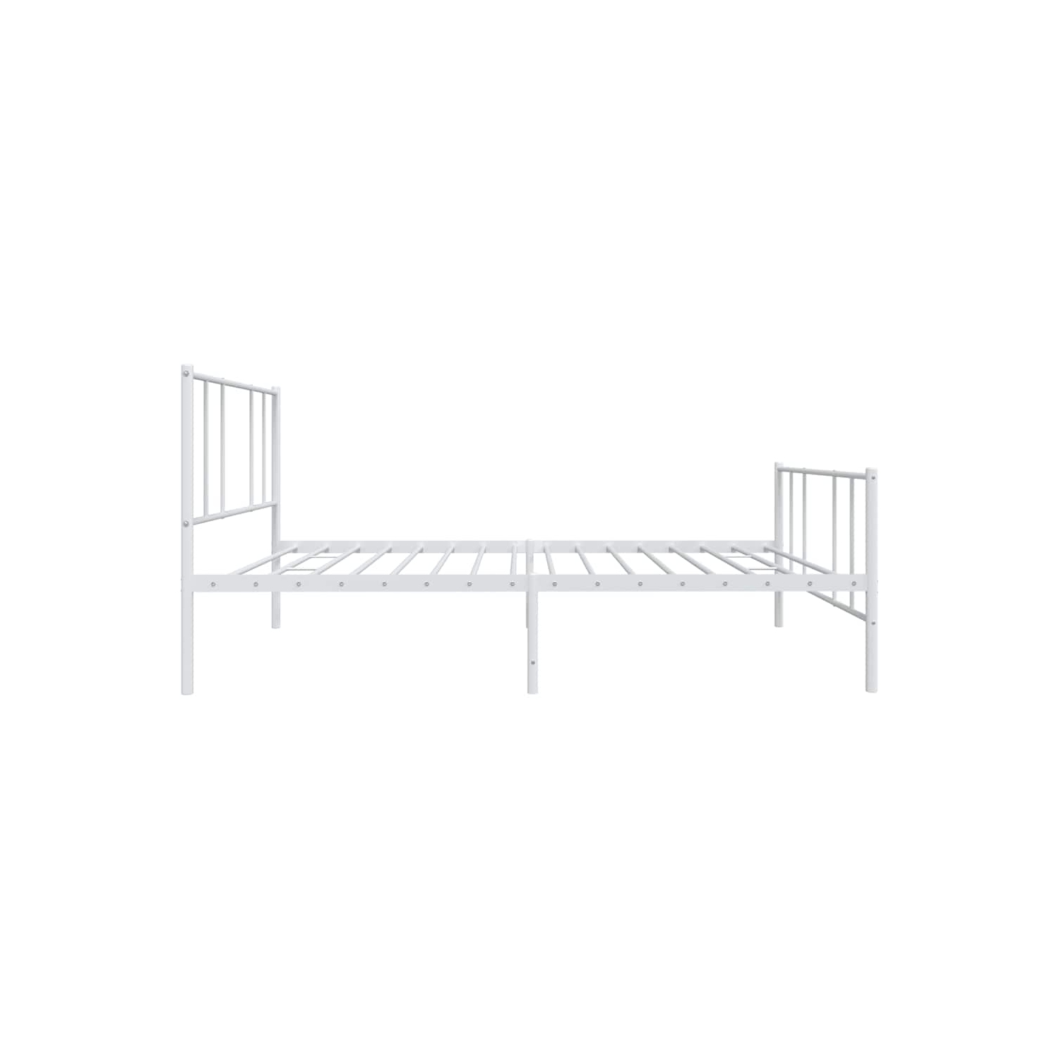 vidaXL White Twin Metal Bed Frame with Headboard & Slats, No Mattress, Easy Assembly
