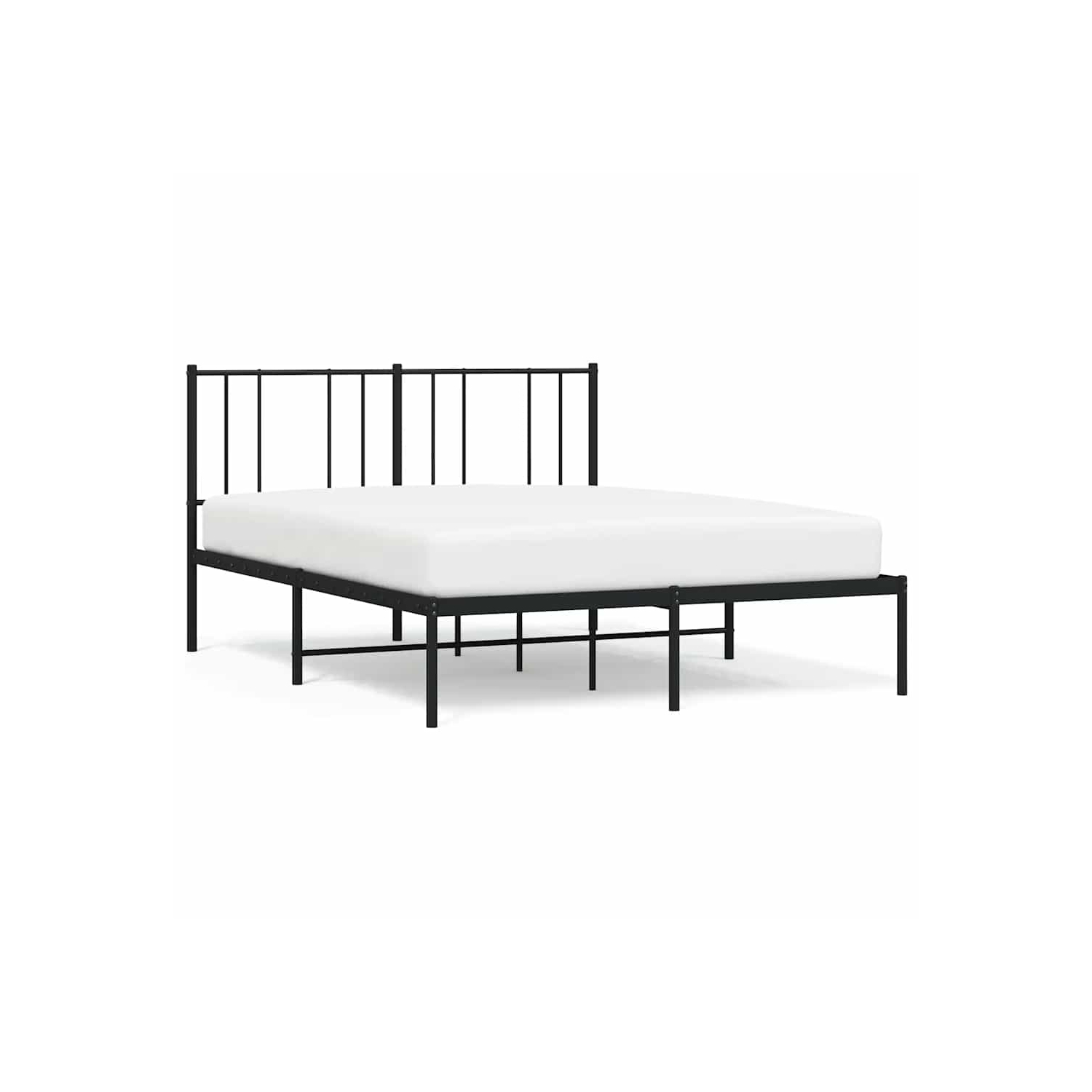 vidaXL Black Full Metal Bed Frame with Headboard & Slats, No Mattress, Easy Assembly