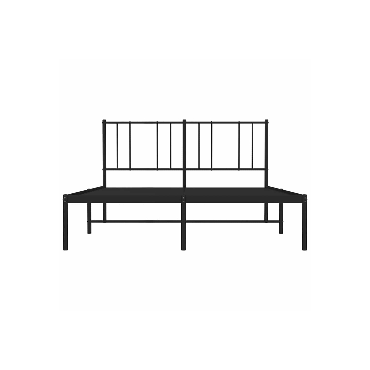 vidaXL Black Full Metal Bed Frame with Headboard & Slats, No Mattress, Easy Assembly
