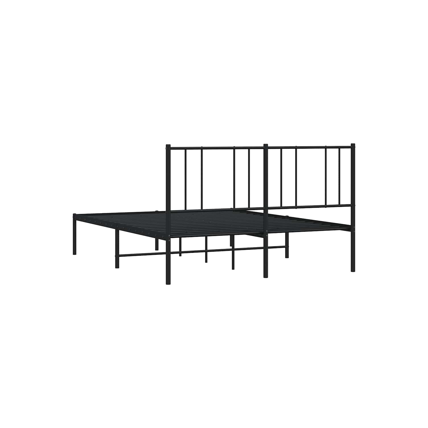 vidaXL Black Full Metal Bed Frame with Headboard & Slats, No Mattress, Easy Assembly