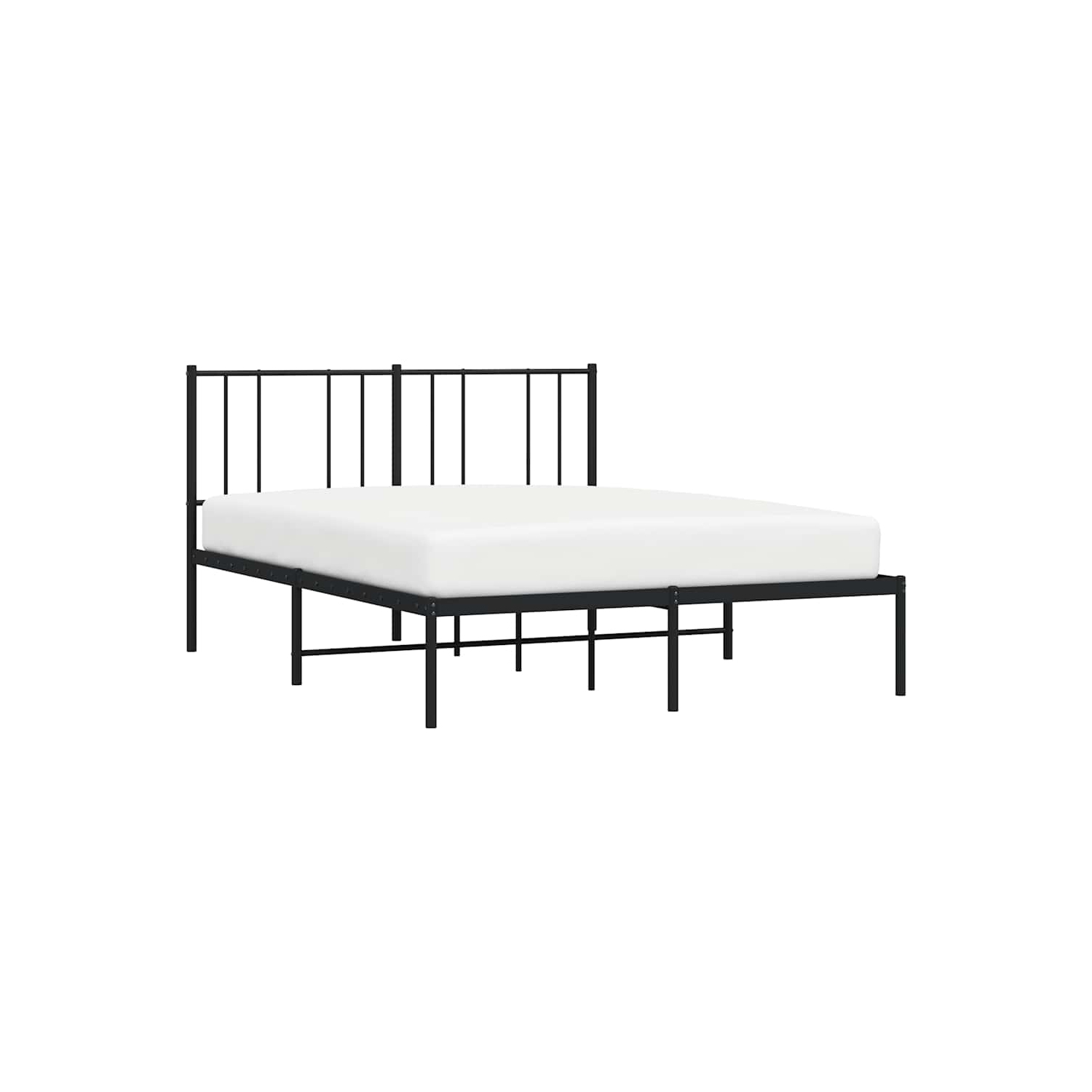vidaXL Black Queen Metal Bed Frame with Headboard & Slats, No Mattress, Easy Assembly