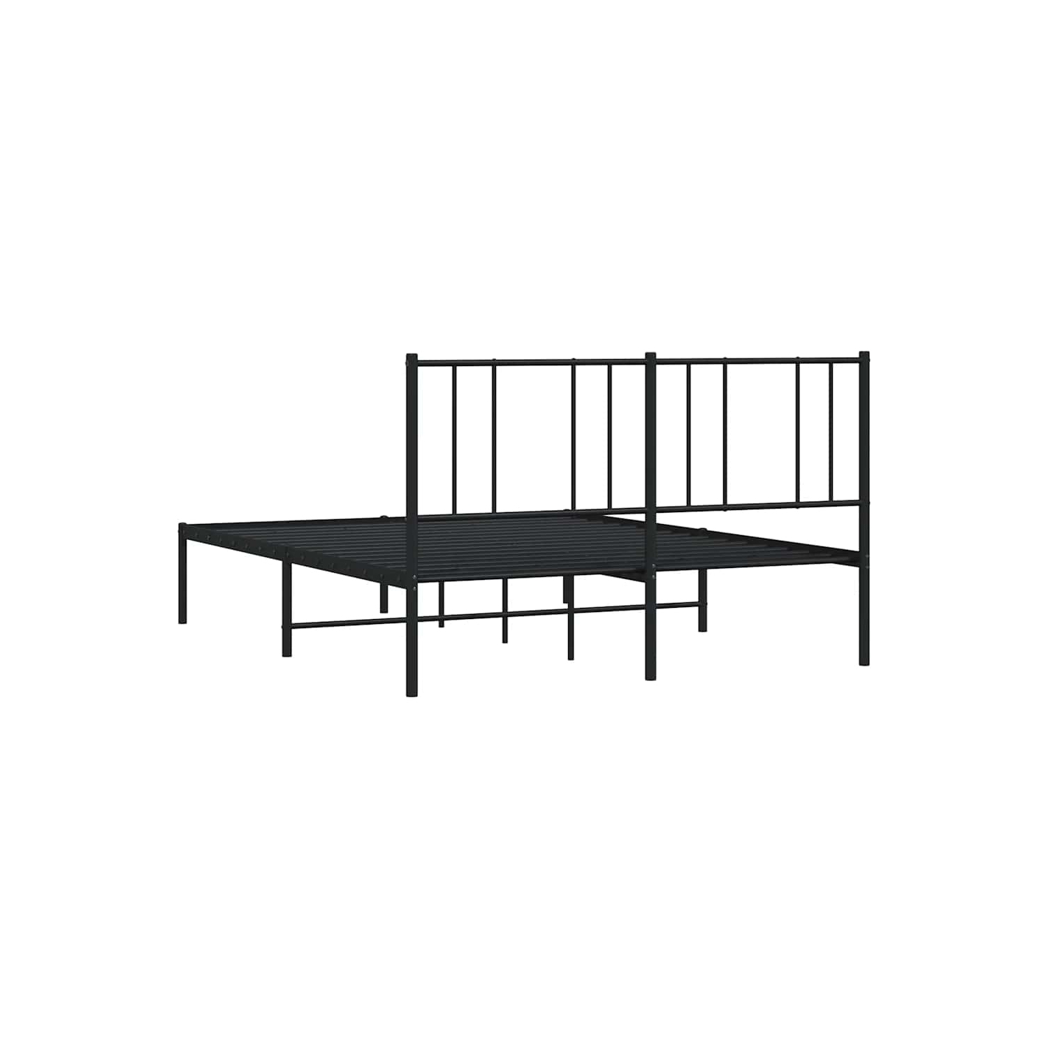 vidaXL Black Queen Metal Bed Frame with Headboard & Slats, No Mattress, Easy Assembly