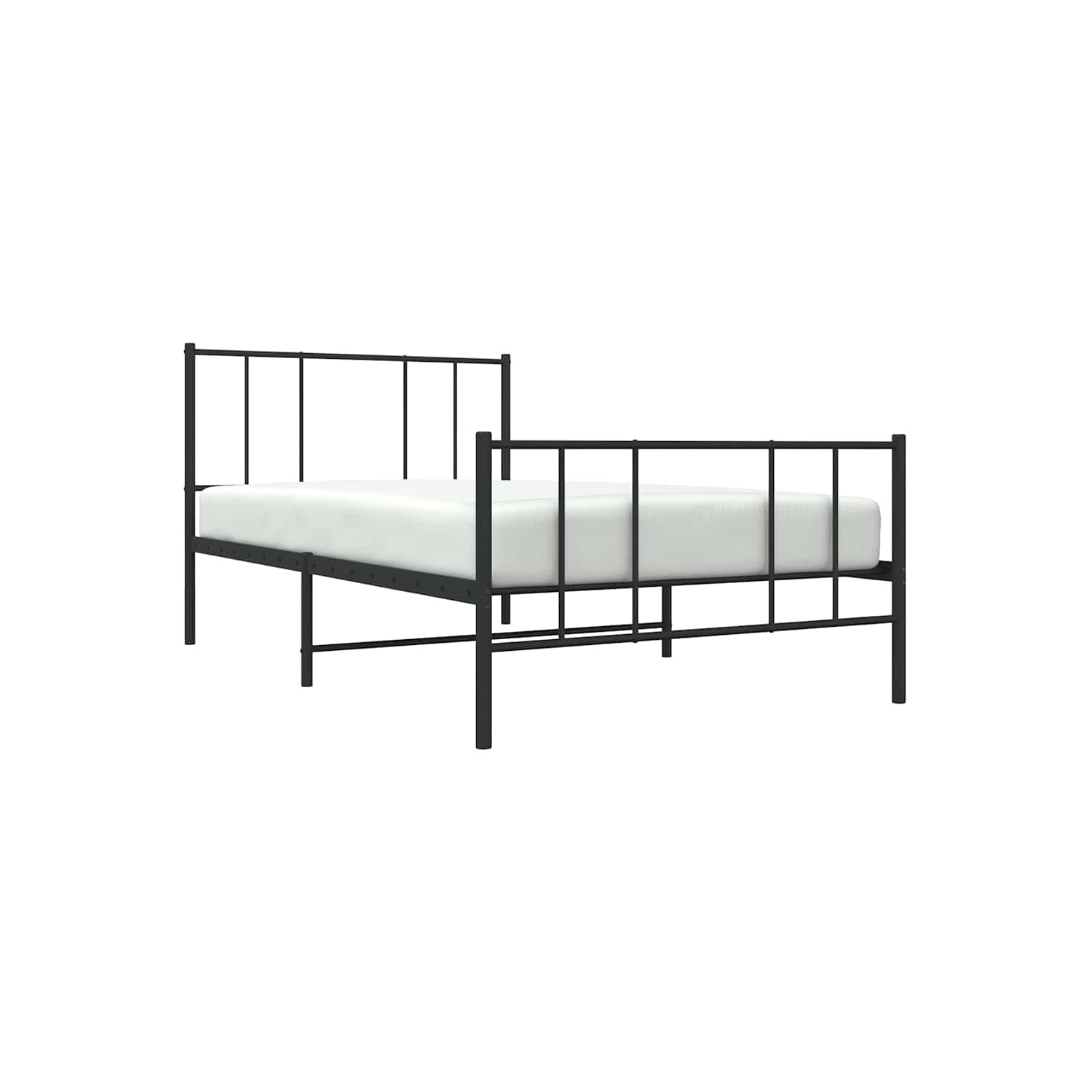 vidaXL Black Twin Metal Bed Frame with Headboard & Slats, No Mattress, Easy Assembly