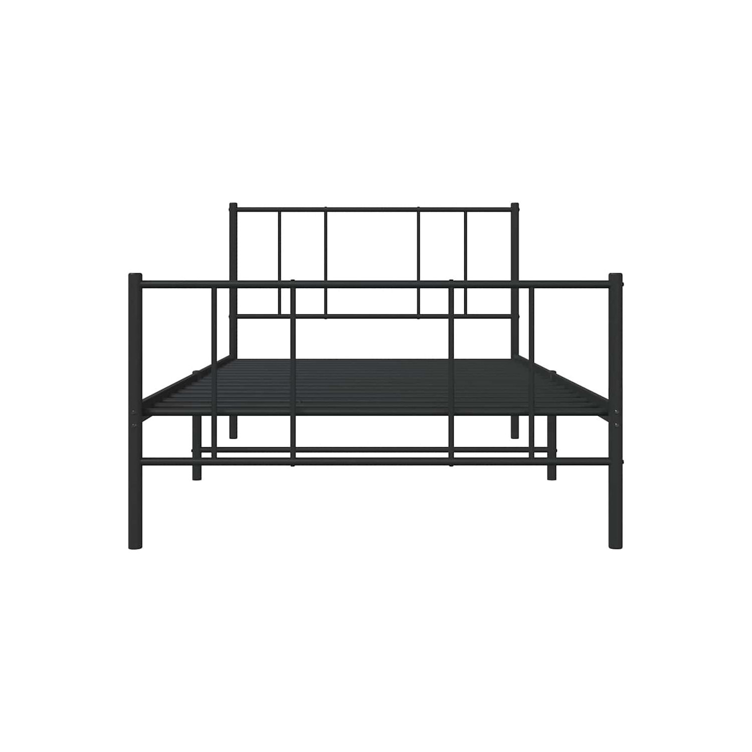 vidaXL Black Twin Metal Bed Frame with Headboard & Slats, No Mattress, Easy Assembly