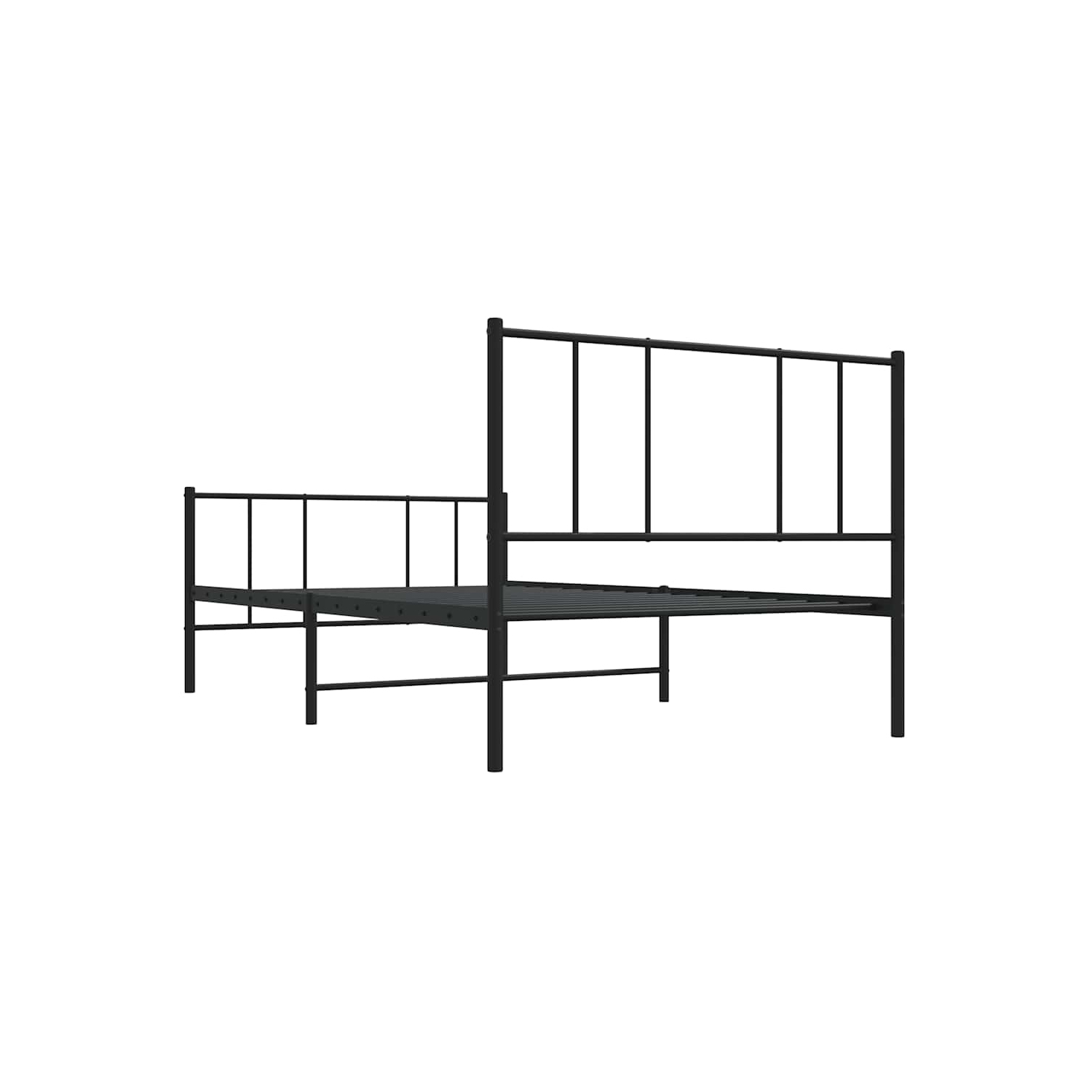 vidaXL Black Twin Metal Bed Frame with Headboard & Slats, No Mattress, Easy Assembly