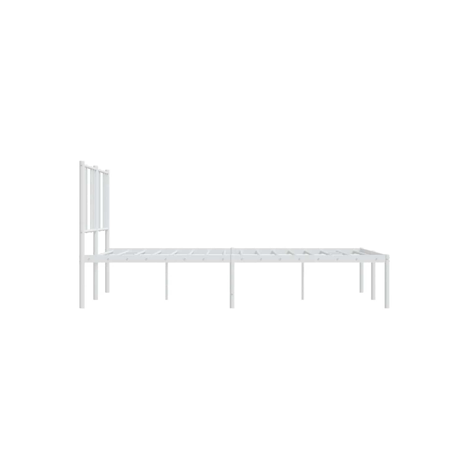 vidaXL White Full Metal Bed Frame with Headboard & Slats, No Mattress, Easy Assembly