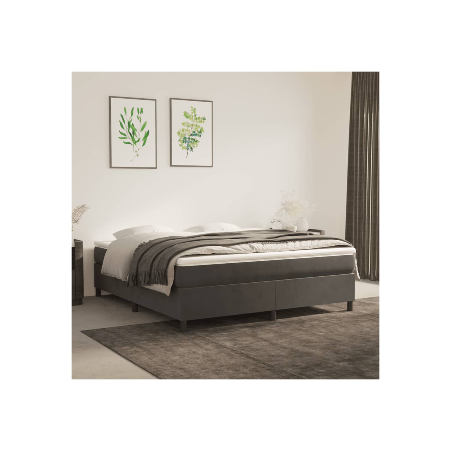 vidaXL Box Spring Bed Frame Dark Grey California King Velvet