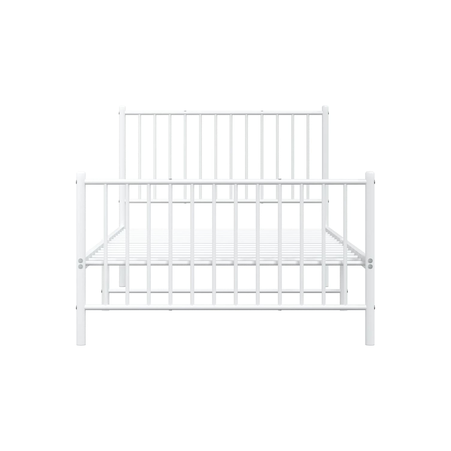 vidaXL White Metal Twin Bed Frame with Headboard & Footboard, Heavy-Duty, No Mattress