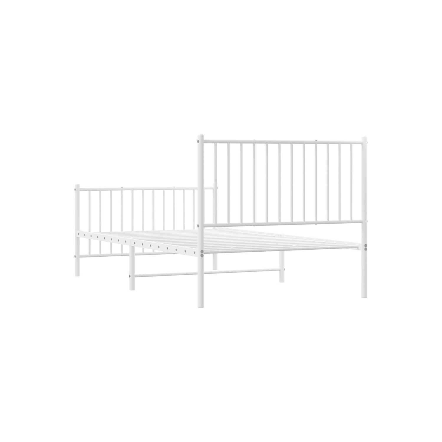vidaXL White Metal Twin Bed Frame with Headboard & Footboard, Heavy-Duty, No Mattress