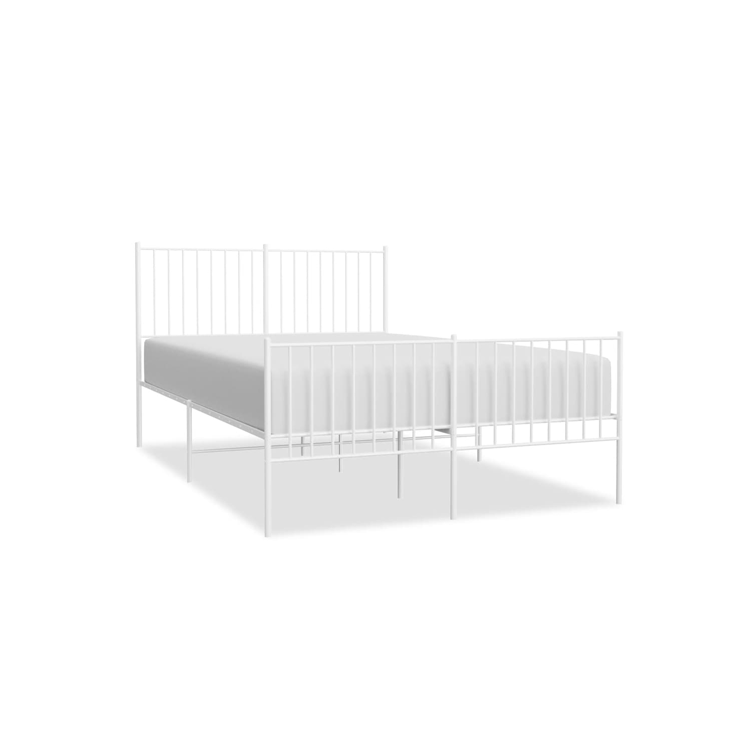 vidaXL White Metal Full Bed Frame with Headboard & Footboard, Heavy-Duty, No Mattress