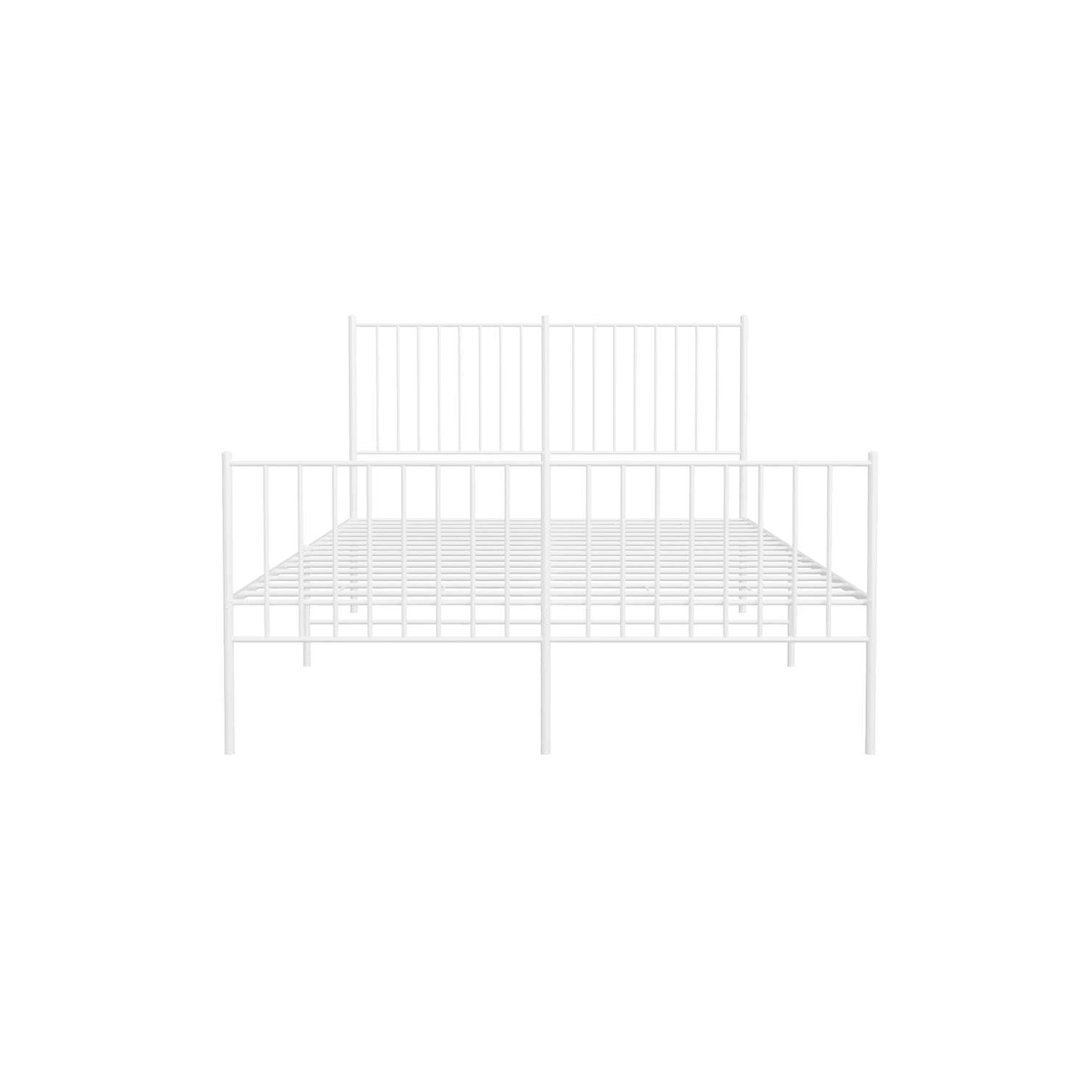 vidaXL White Metal Full Bed Frame with Headboard & Footboard, Heavy-Duty, No Mattress