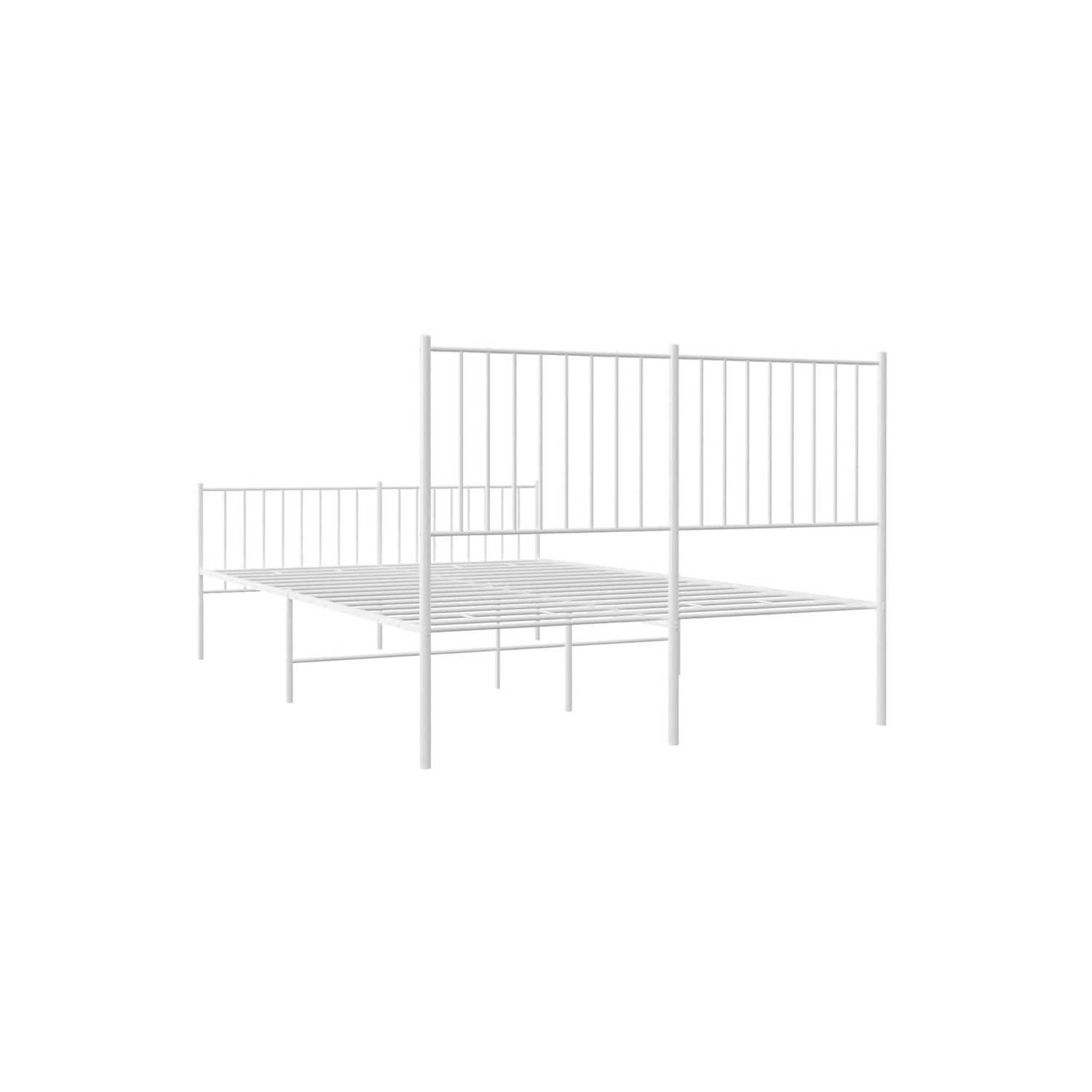 vidaXL White Metal Full Bed Frame with Headboard & Footboard, Heavy-Duty, No Mattress