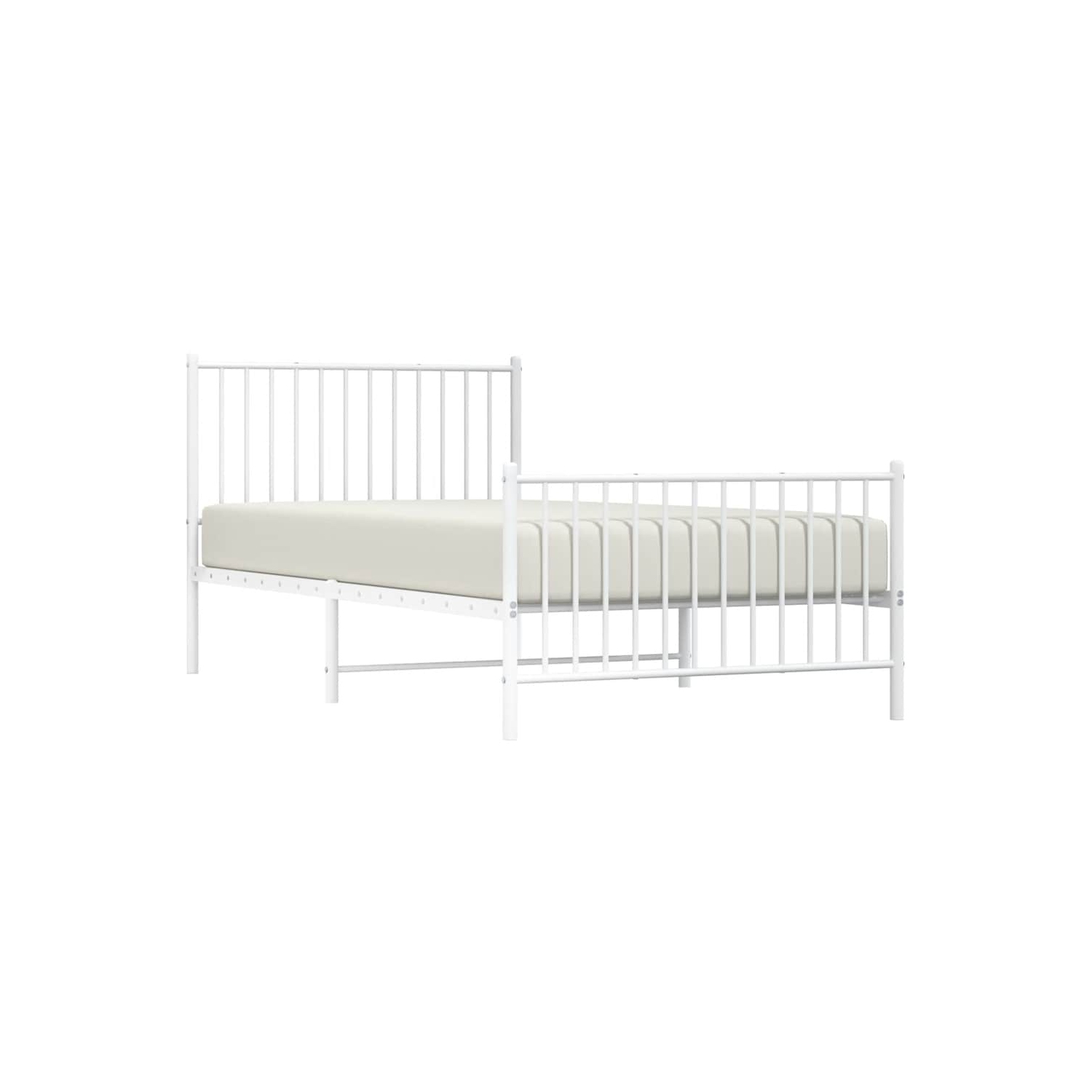 vidaXL White Metal Twin XL Bed Frame with Headboard & Footboard, Heavy-Duty, No Mattress