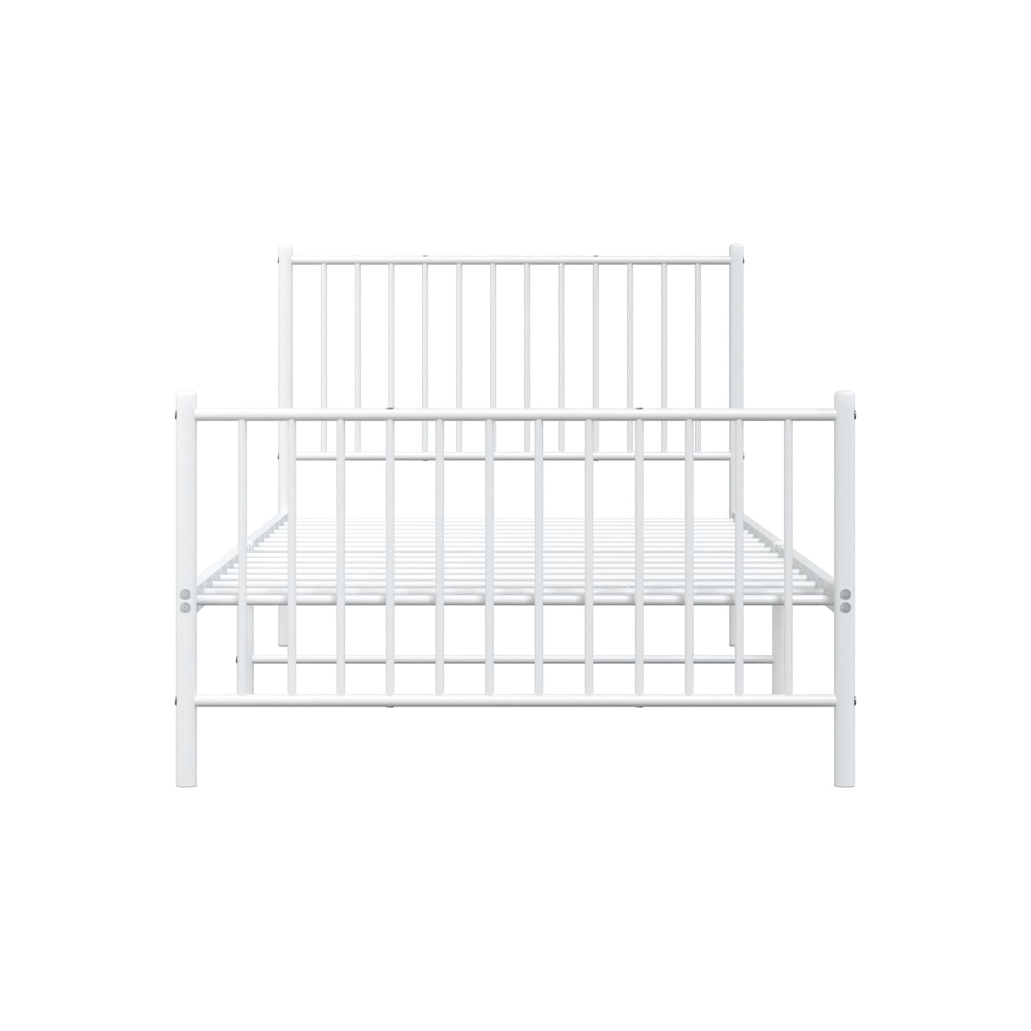 vidaXL White Metal Twin XL Bed Frame with Headboard & Footboard, Heavy-Duty, No Mattress