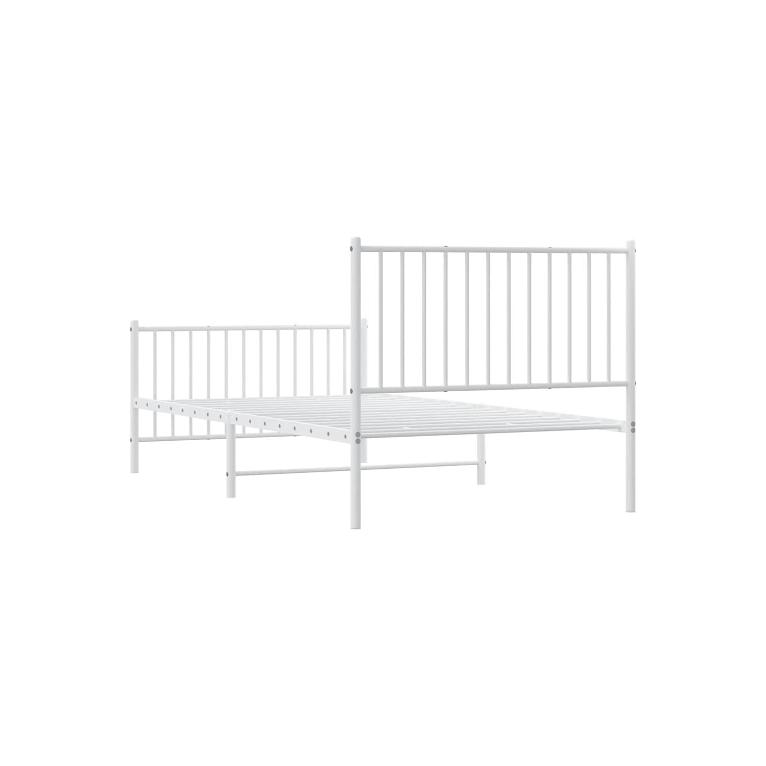 vidaXL White Metal Twin XL Bed Frame with Headboard & Footboard, Heavy-Duty, No Mattress