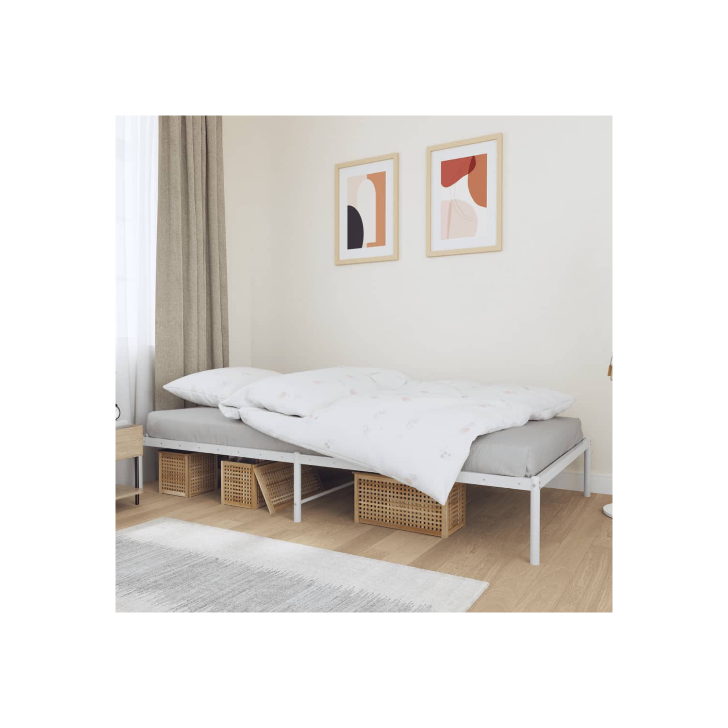 vidaXL Metal Bed Frame without Mattress White 100x200cm