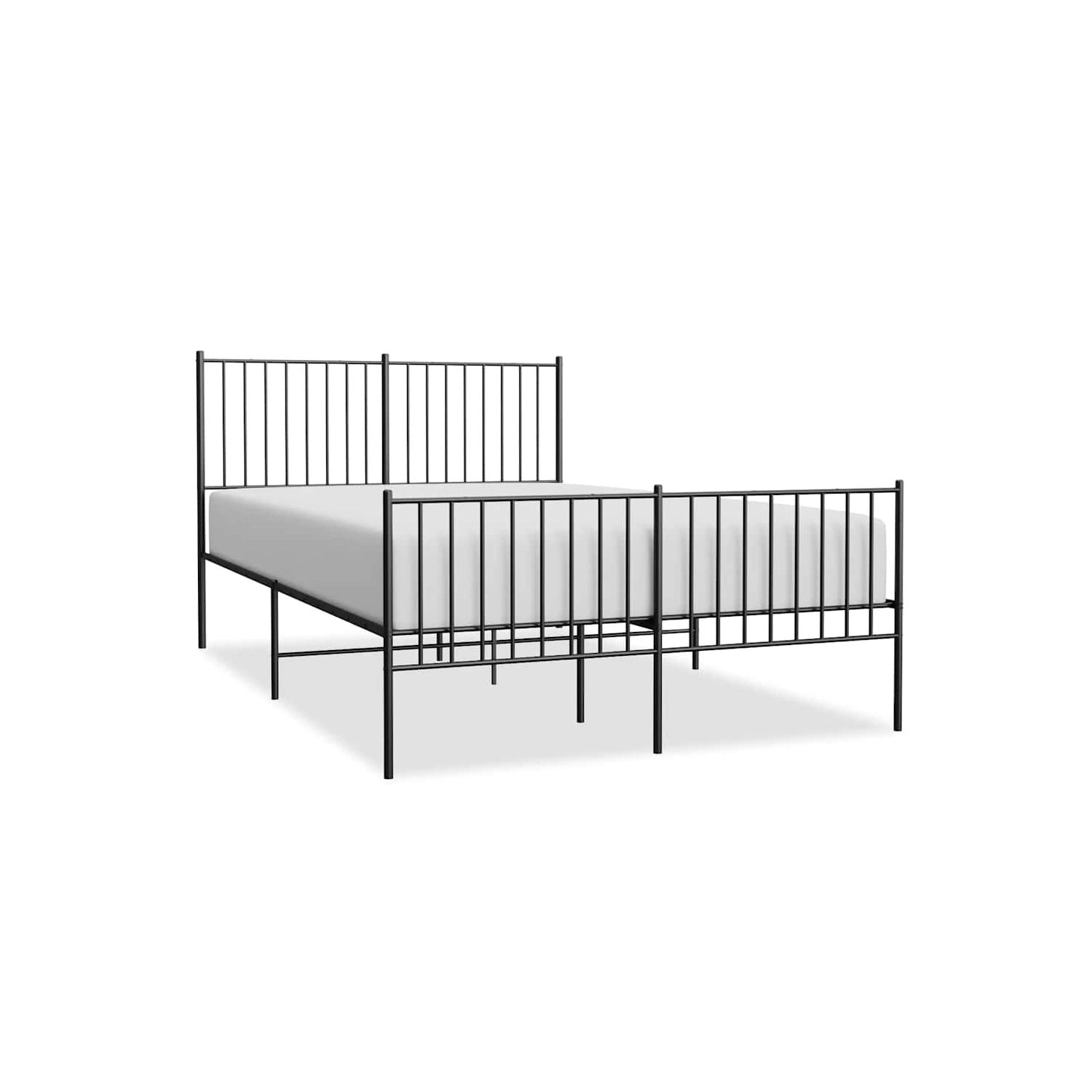 vidaXL Black Metal Full Bed Frame with Headboard & Footboard, Heavy-Duty, No Mattress