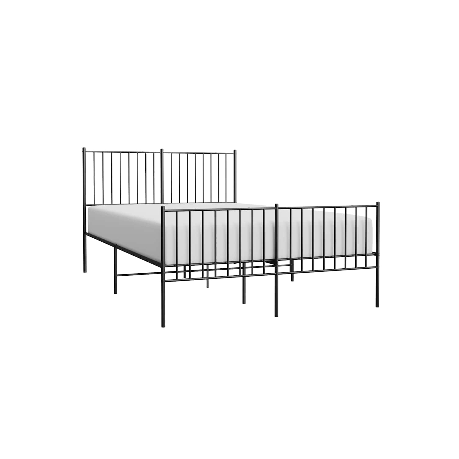 vidaXL Black Metal Full Bed Frame with Headboard & Footboard, Heavy-Duty, No Mattress