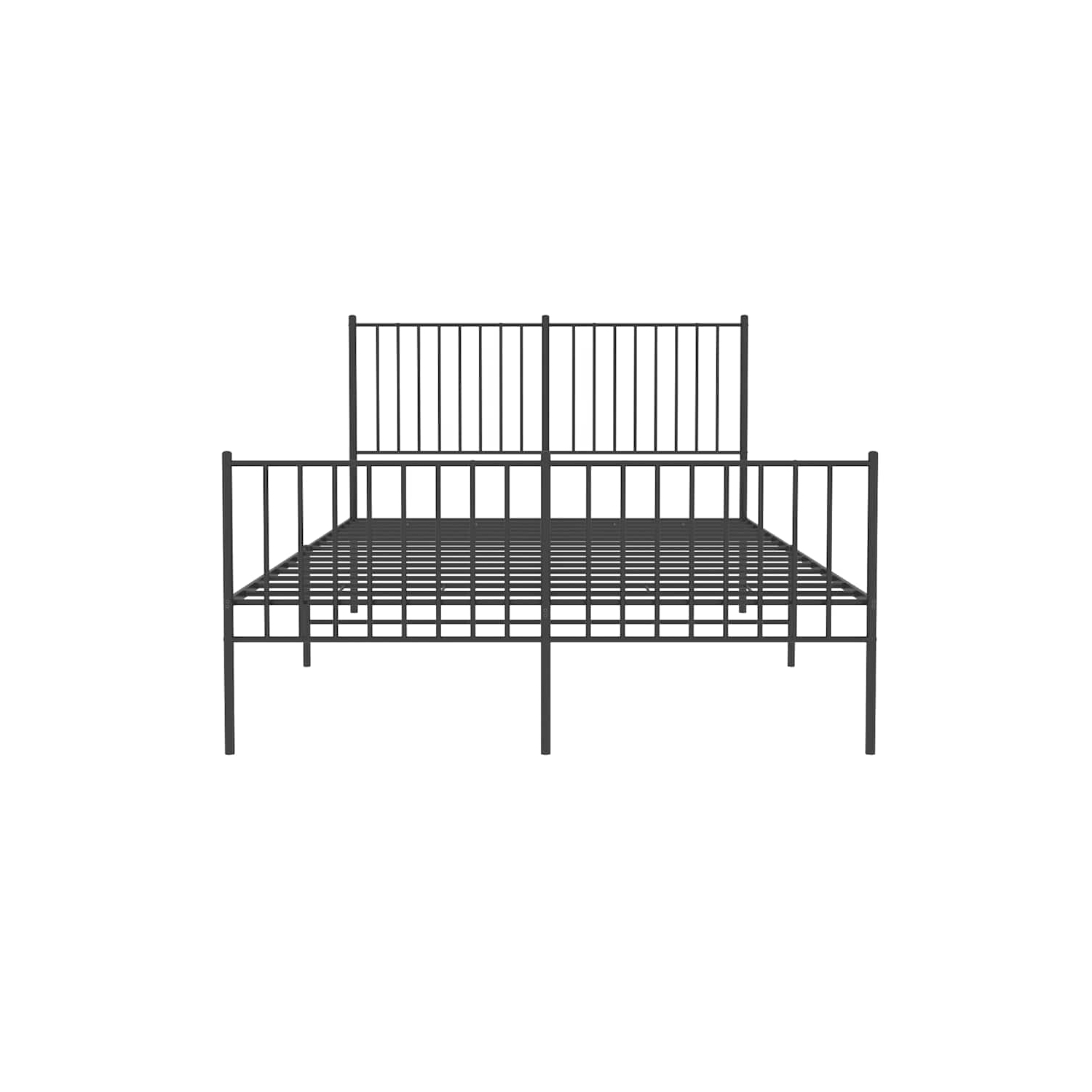 vidaXL Black Metal Full Bed Frame with Headboard & Footboard, Heavy-Duty, No Mattress