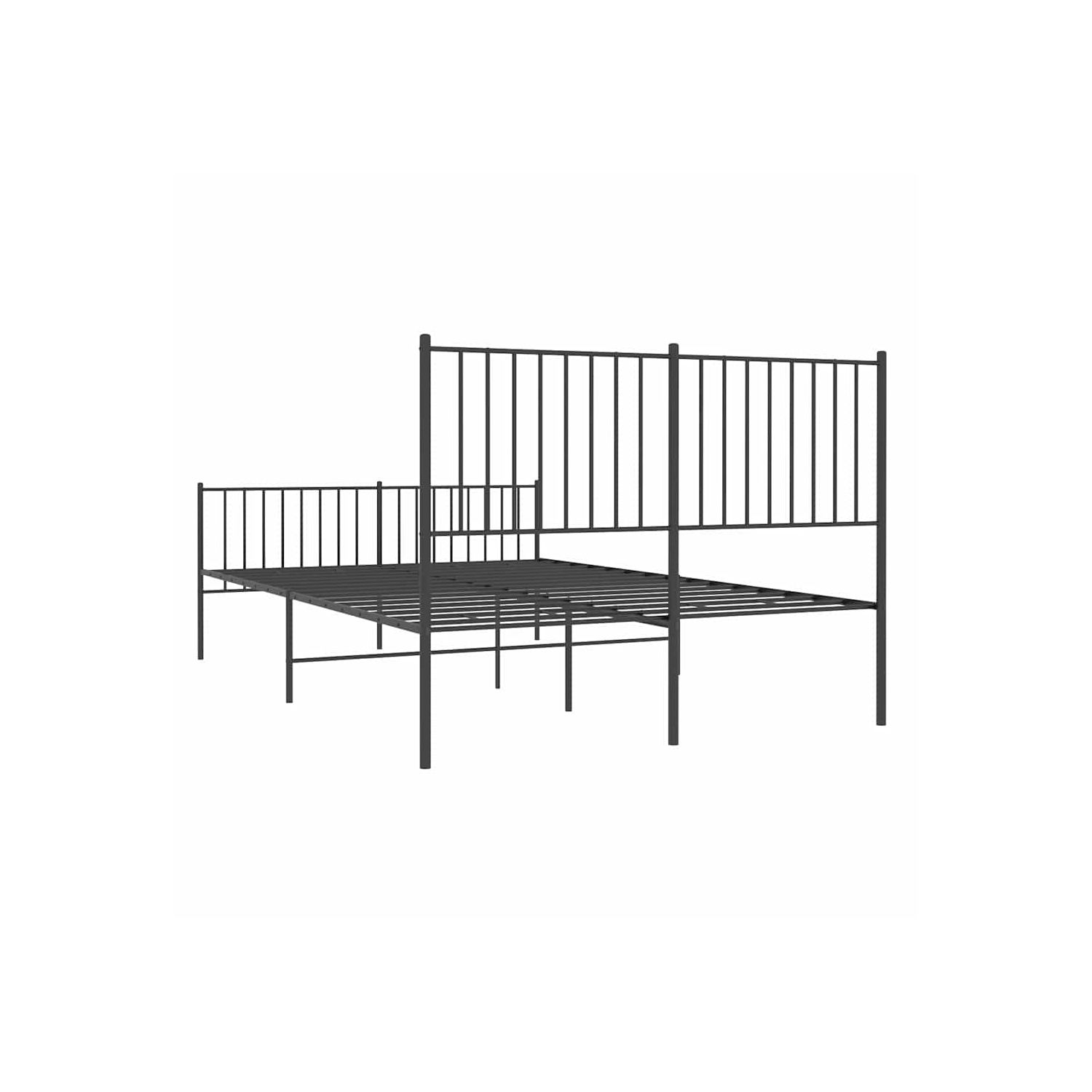 vidaXL Black Metal Full Bed Frame with Headboard & Footboard, Heavy-Duty, No Mattress
