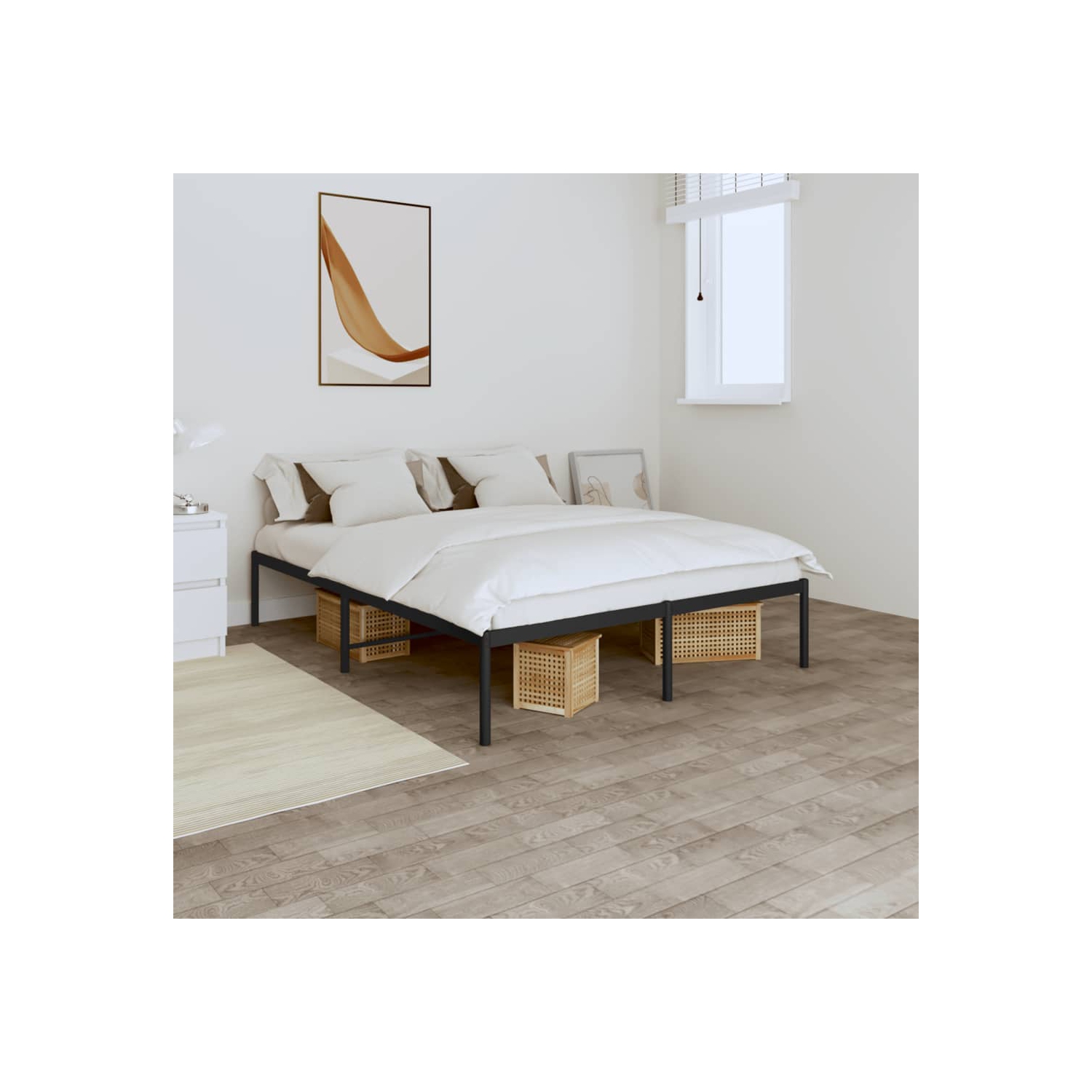 vidaXL Metal Bed Frame without Mattress Black 150x200cm