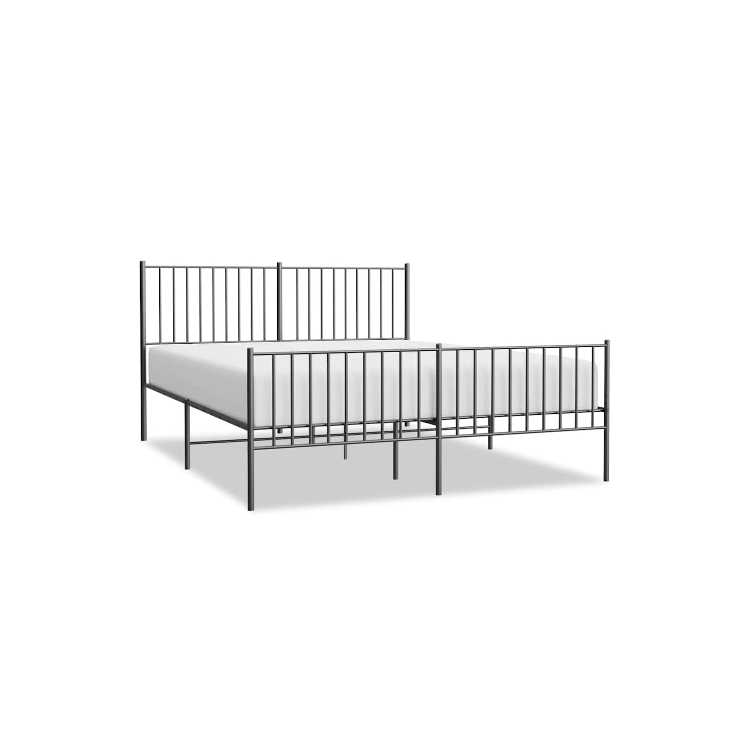 vidaXL Black Metal Queen Bed Frame with Headboard & Footboard, Heavy-Duty, No Mattress