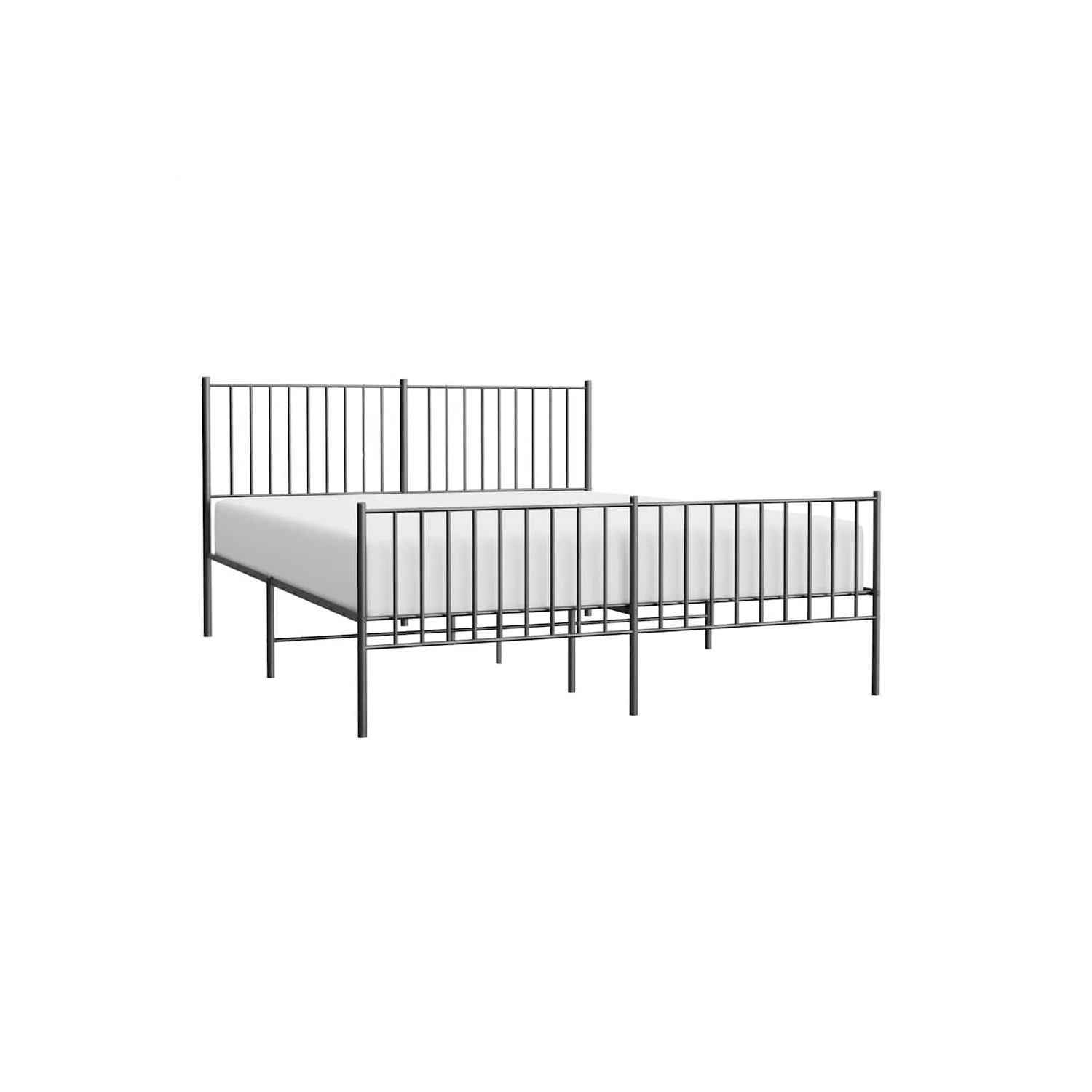vidaXL Black Metal Queen Bed Frame with Headboard & Footboard, Heavy-Duty, No Mattress
