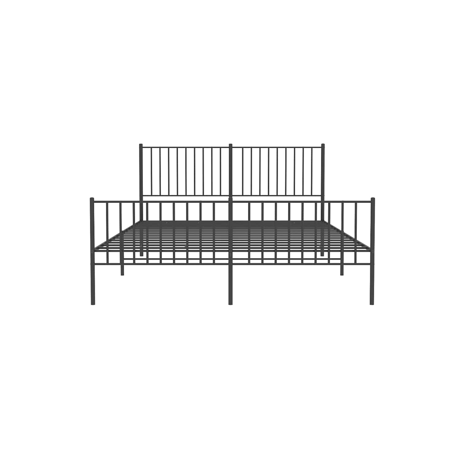 vidaXL Black Metal Queen Bed Frame with Headboard & Footboard, Heavy-Duty, No Mattress