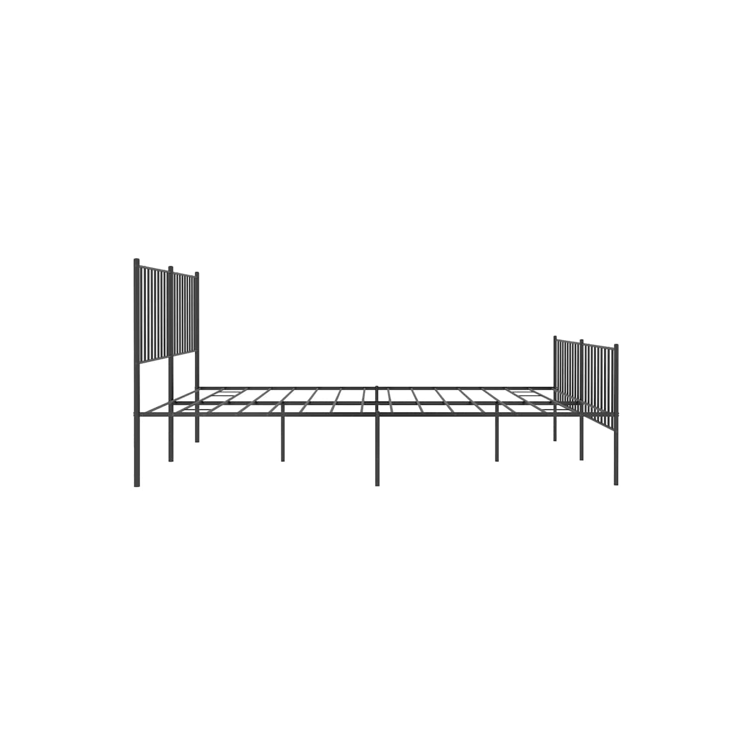 vidaXL Black Metal Queen Bed Frame with Headboard & Footboard, Heavy-Duty, No Mattress