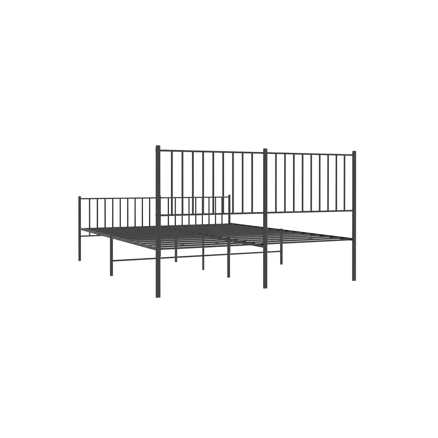 vidaXL Black Metal Queen Bed Frame with Headboard & Footboard, Heavy-Duty, No Mattress