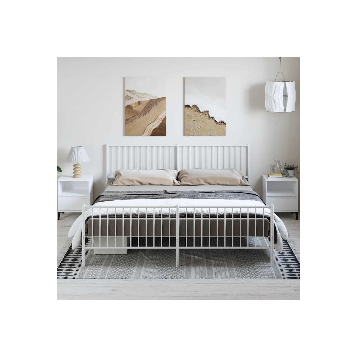 vidaXL Metal California King Bed Frame with Headboard & Footboard, Heavy-Duty, No Mattress