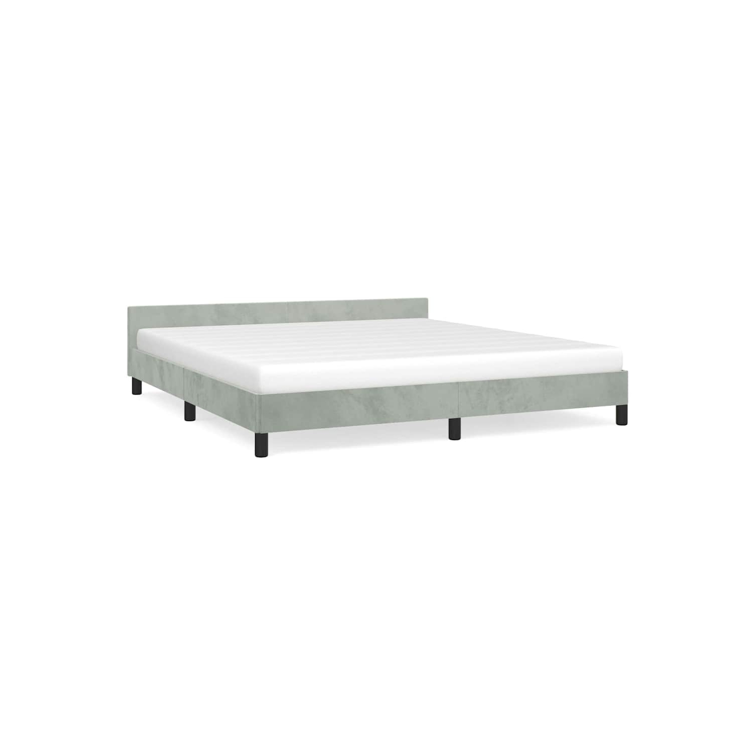vidaXL Velvet Platform Bed Frame, No Box Spring Needed/No Mattress, Light Gray King Bed
