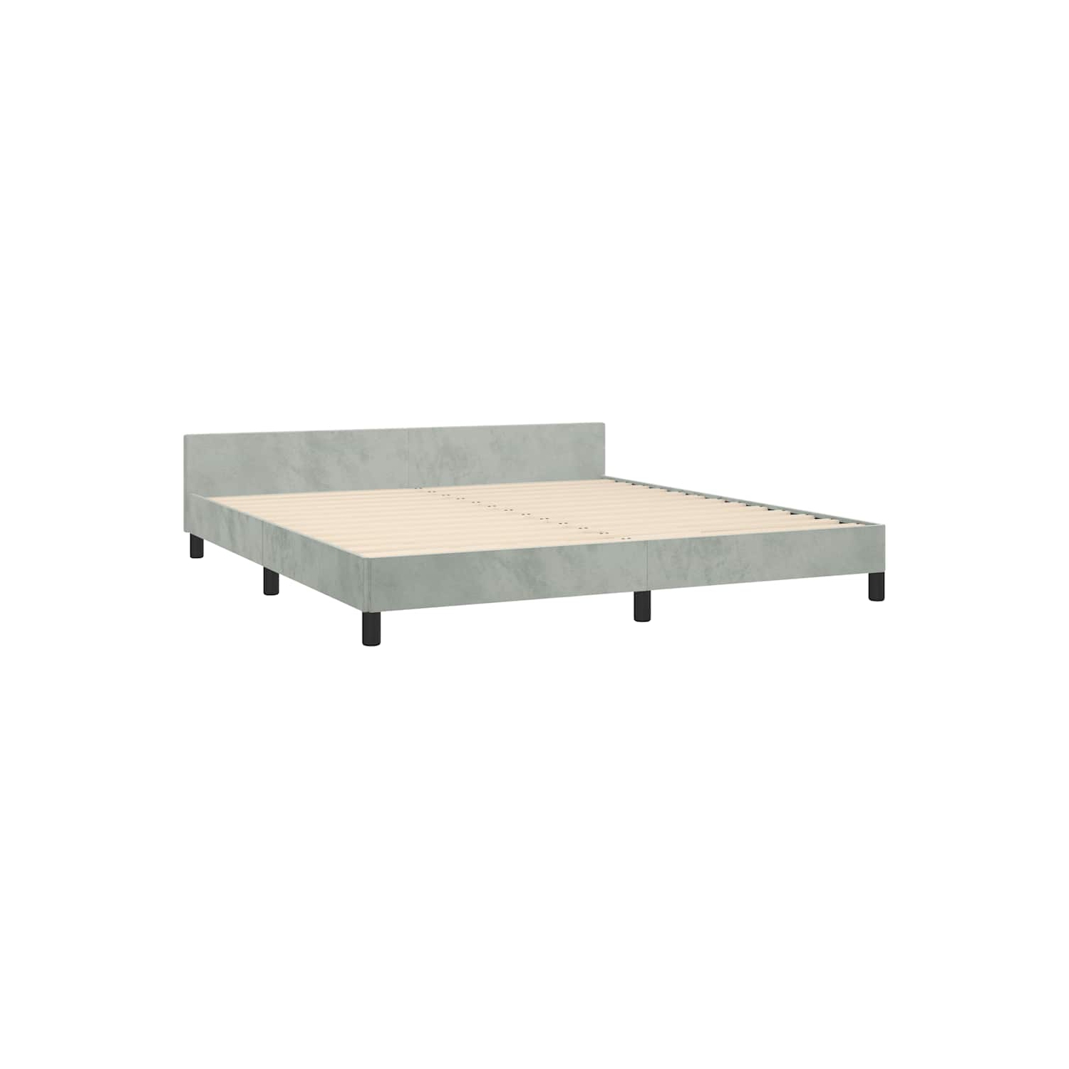 vidaXL Velvet Platform Bed Frame, No Box Spring Needed/No Mattress, Light Gray King Bed