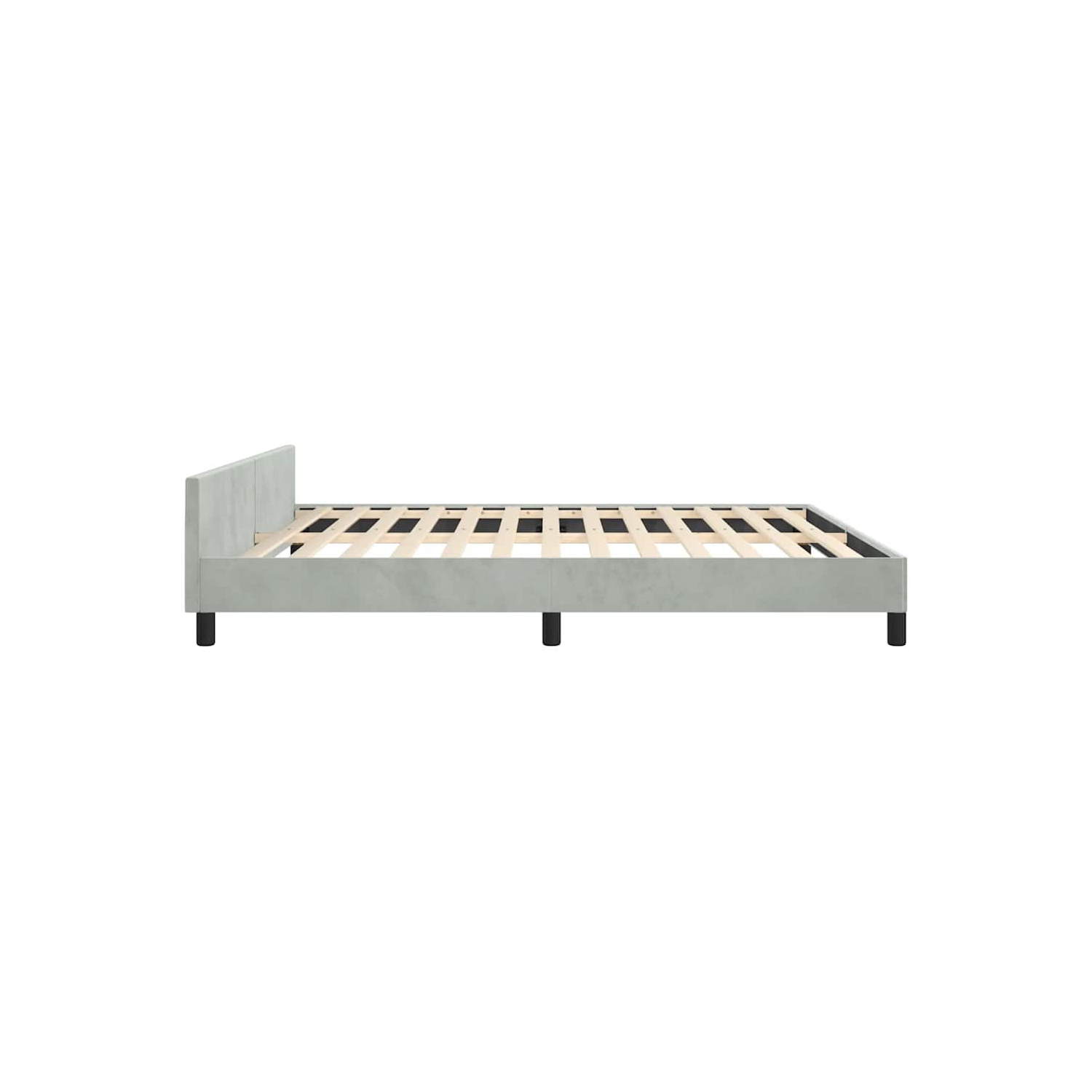 vidaXL Velvet Platform Bed Frame, No Box Spring Needed/No Mattress, Light Gray King Bed