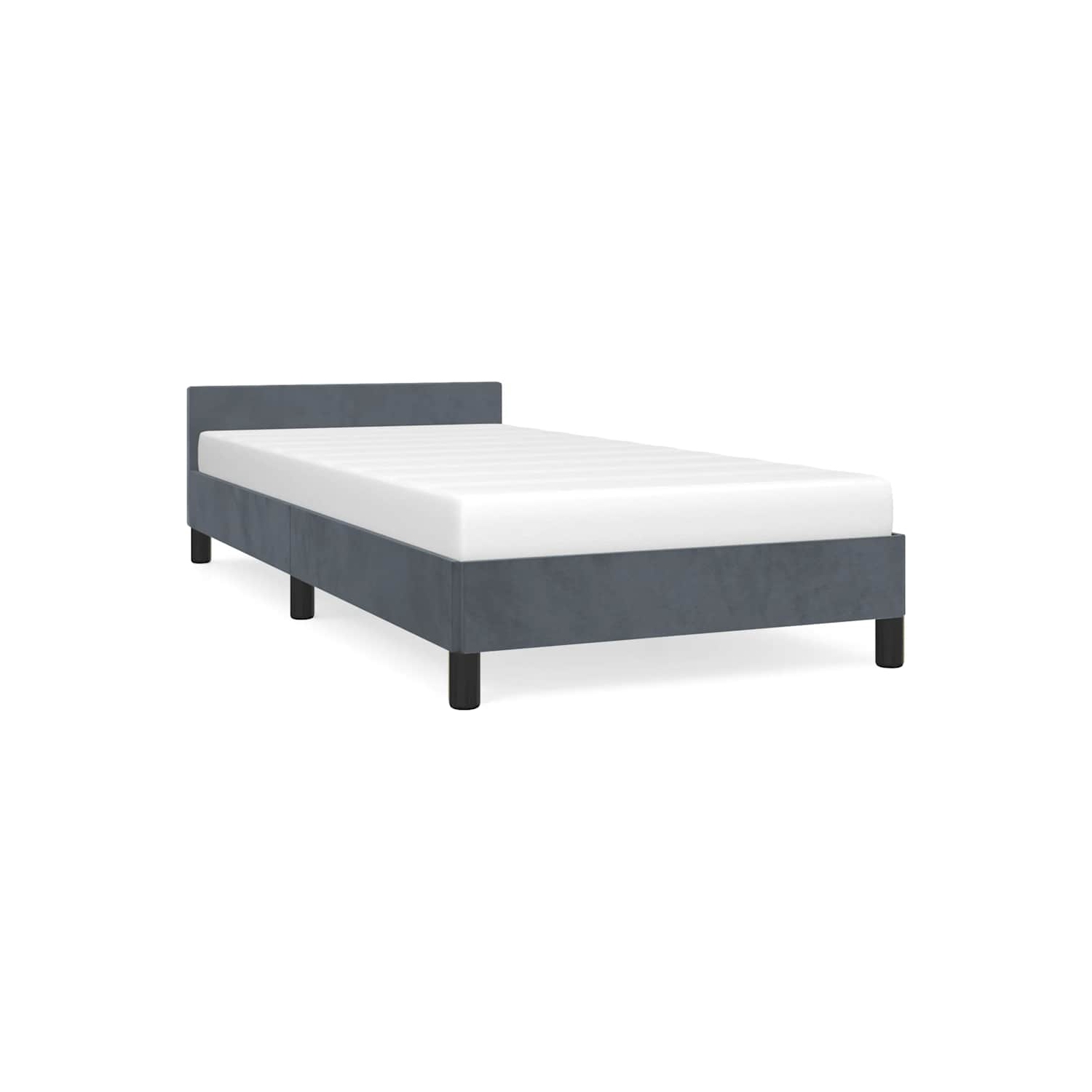 vidaXL Velvet Platform Bed Frame, No Box Spring Needed/No Mattress, Dark Gray Twin XL Bed