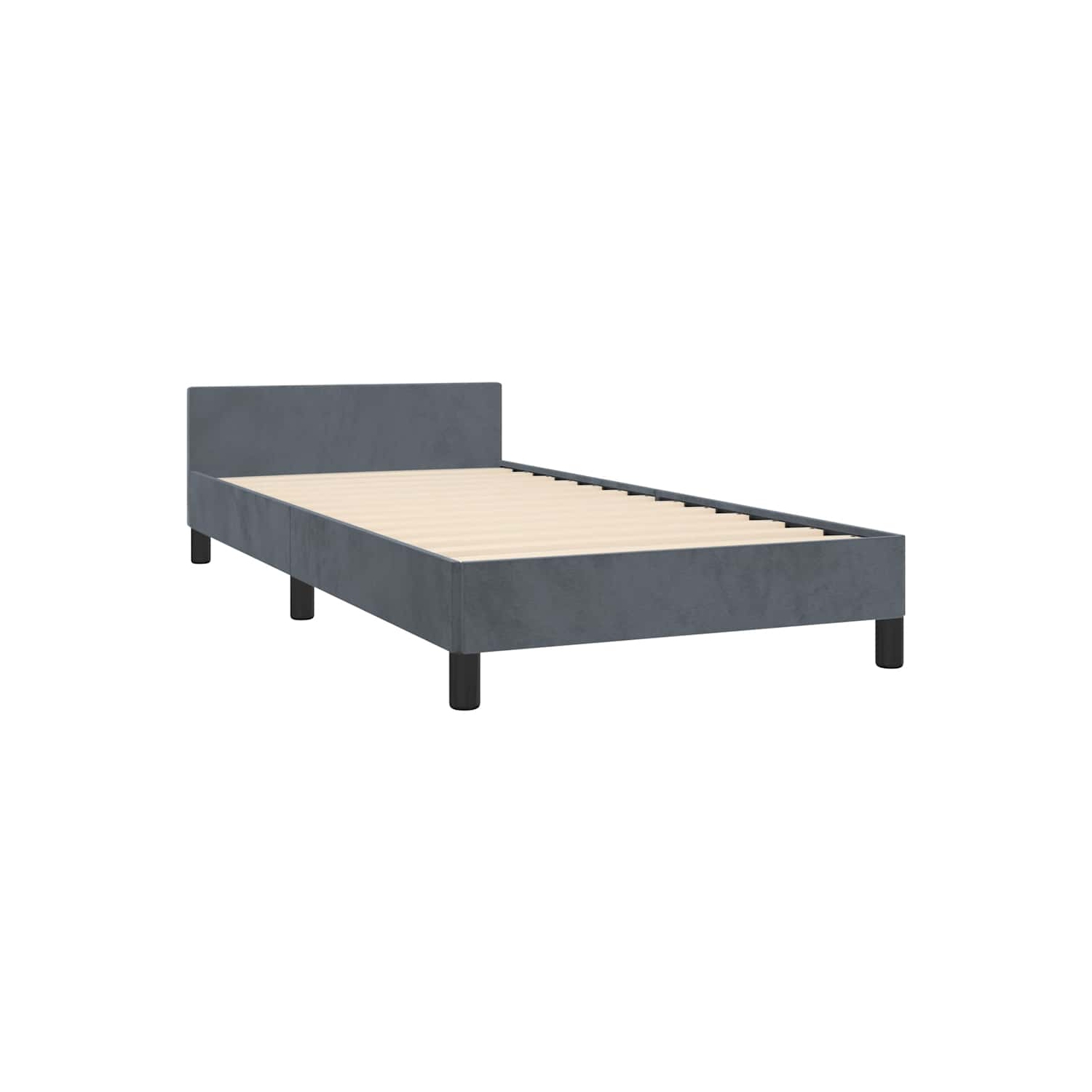 vidaXL Velvet Platform Bed Frame, No Box Spring Needed/No Mattress, Dark Gray Twin XL Bed