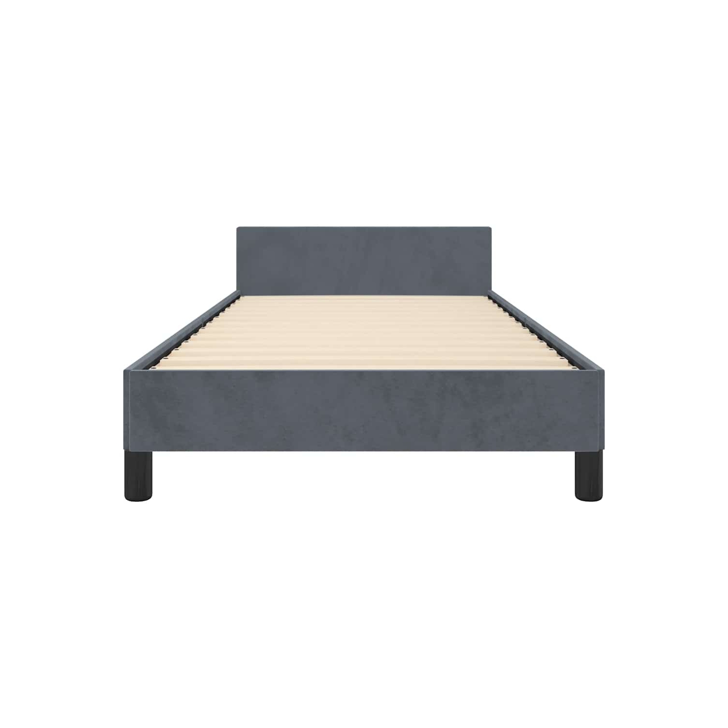 vidaXL Velvet Platform Bed Frame, No Box Spring Needed/No Mattress, Dark Gray Twin XL Bed