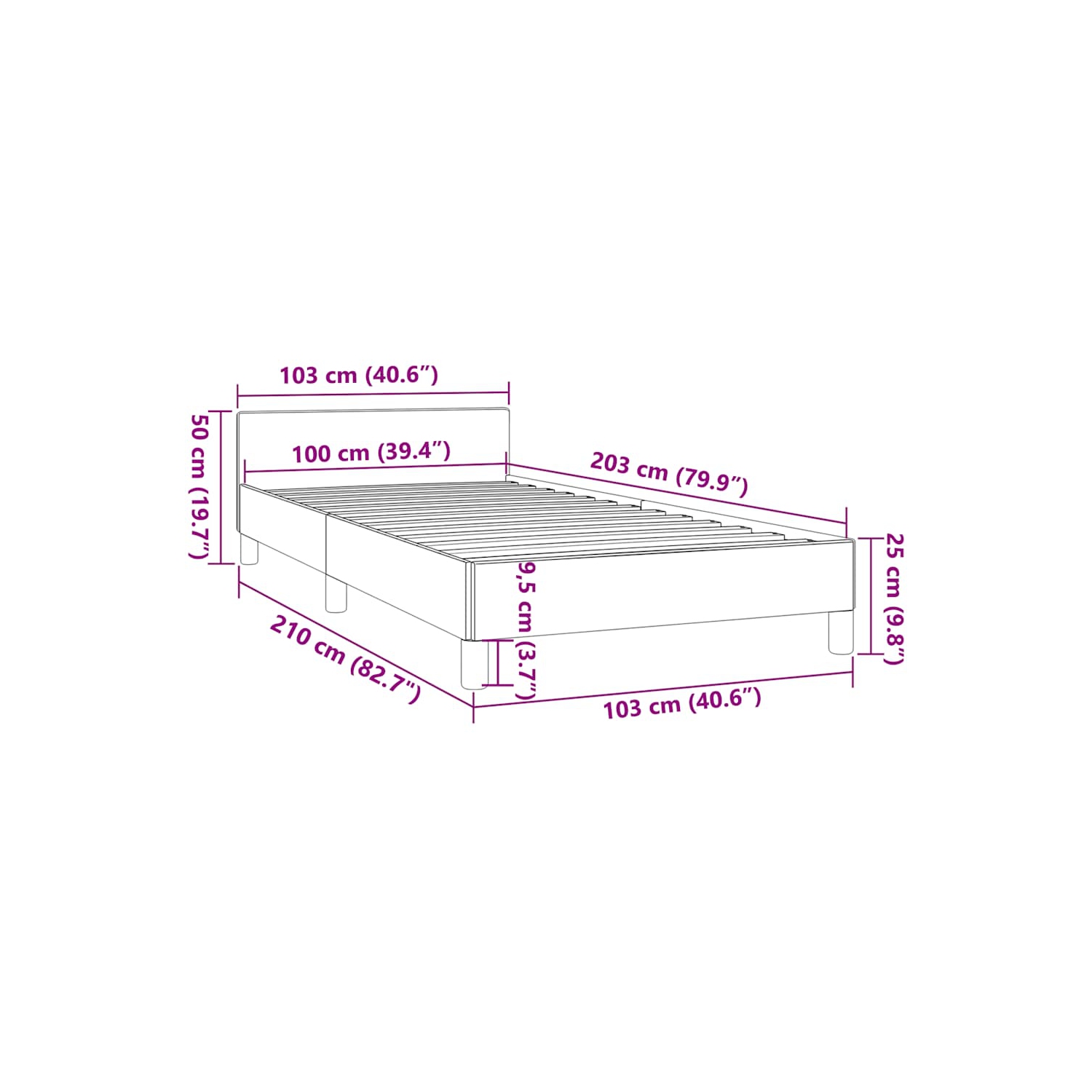 vidaXL Velvet Platform Bed Frame, No Box Spring Needed/No Mattress, Dark Gray Twin XL Bed