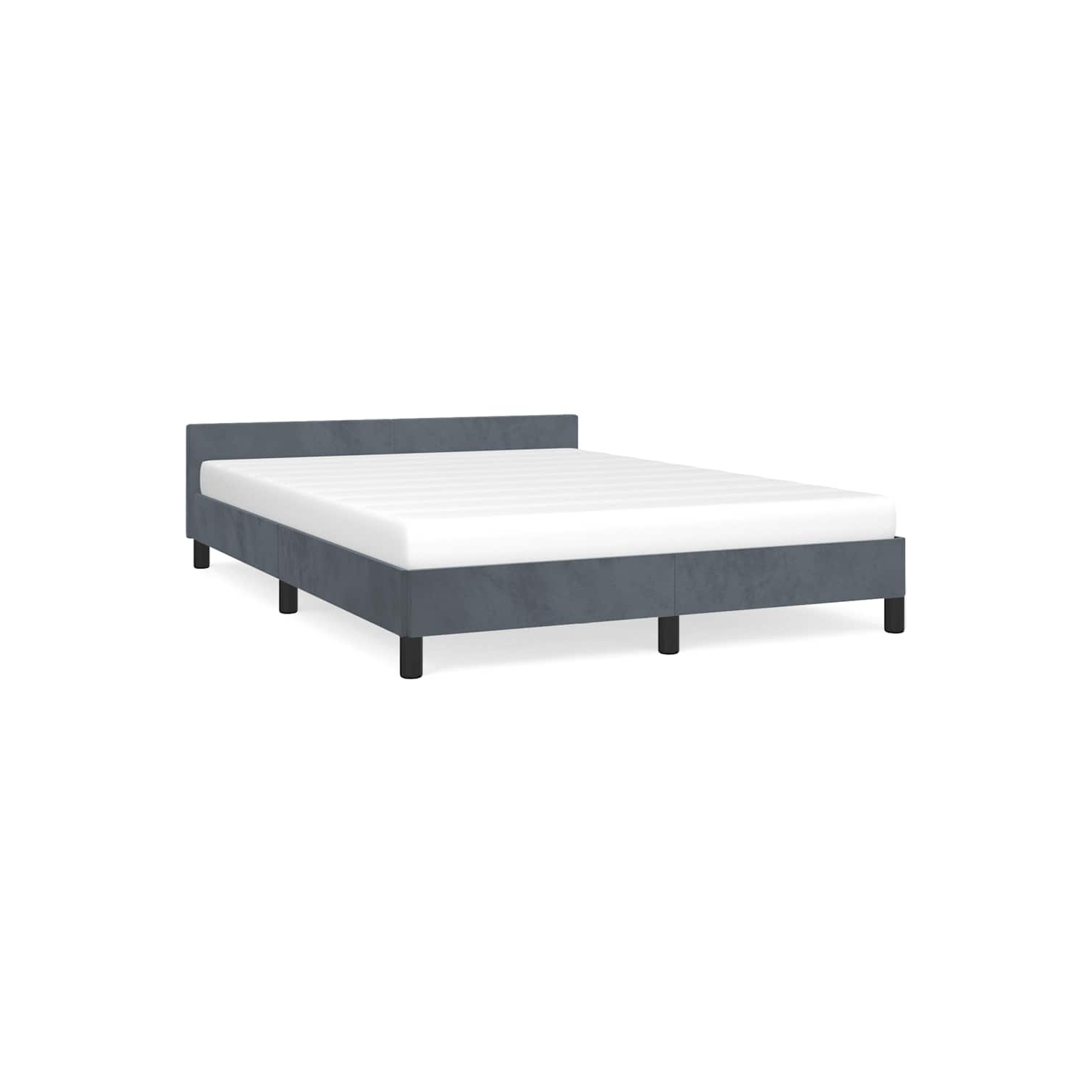 vidaXL Velvet Platform Bed Frame, No Box Spring Needed/No Mattress, Dark Gray Full Bed