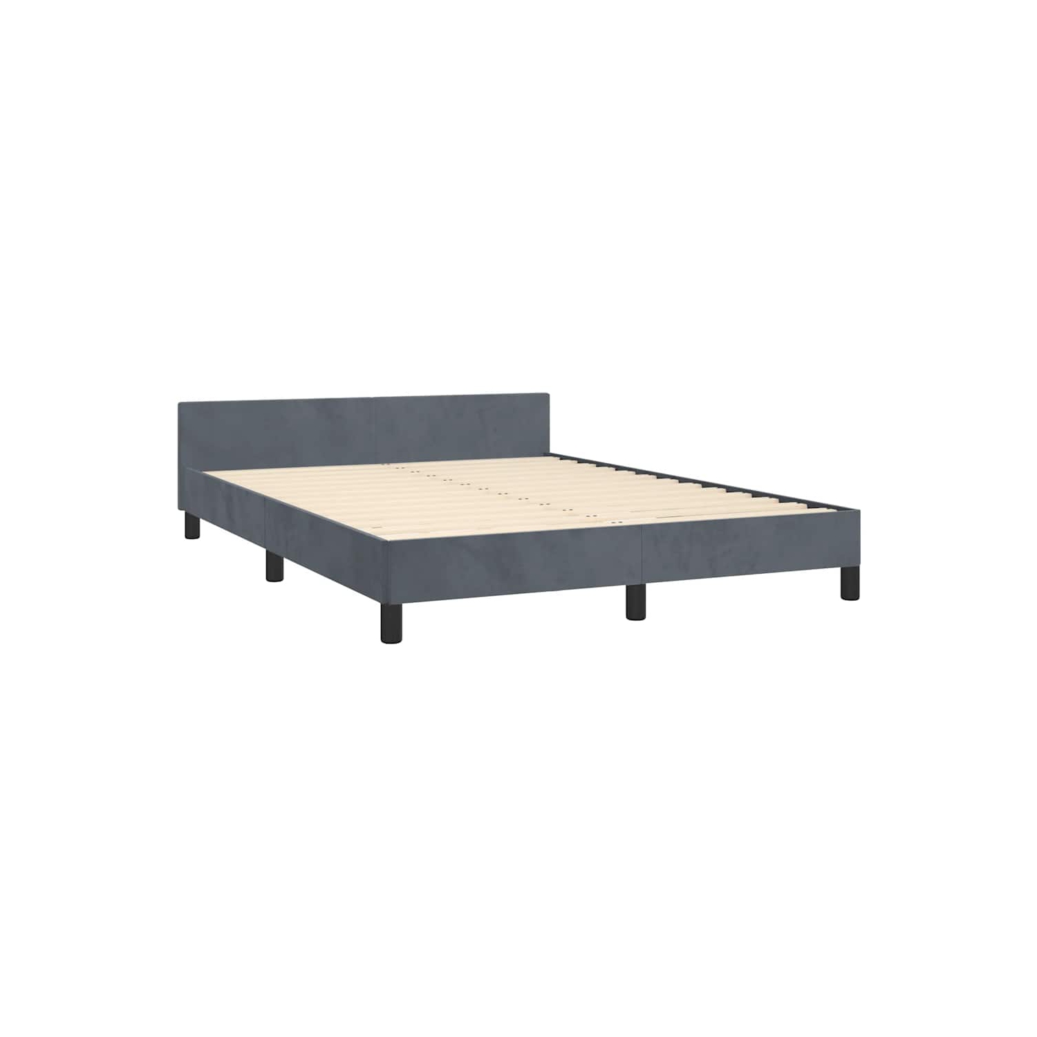 vidaXL Velvet Platform Bed Frame, No Box Spring Needed/No Mattress, Dark Gray Full Bed