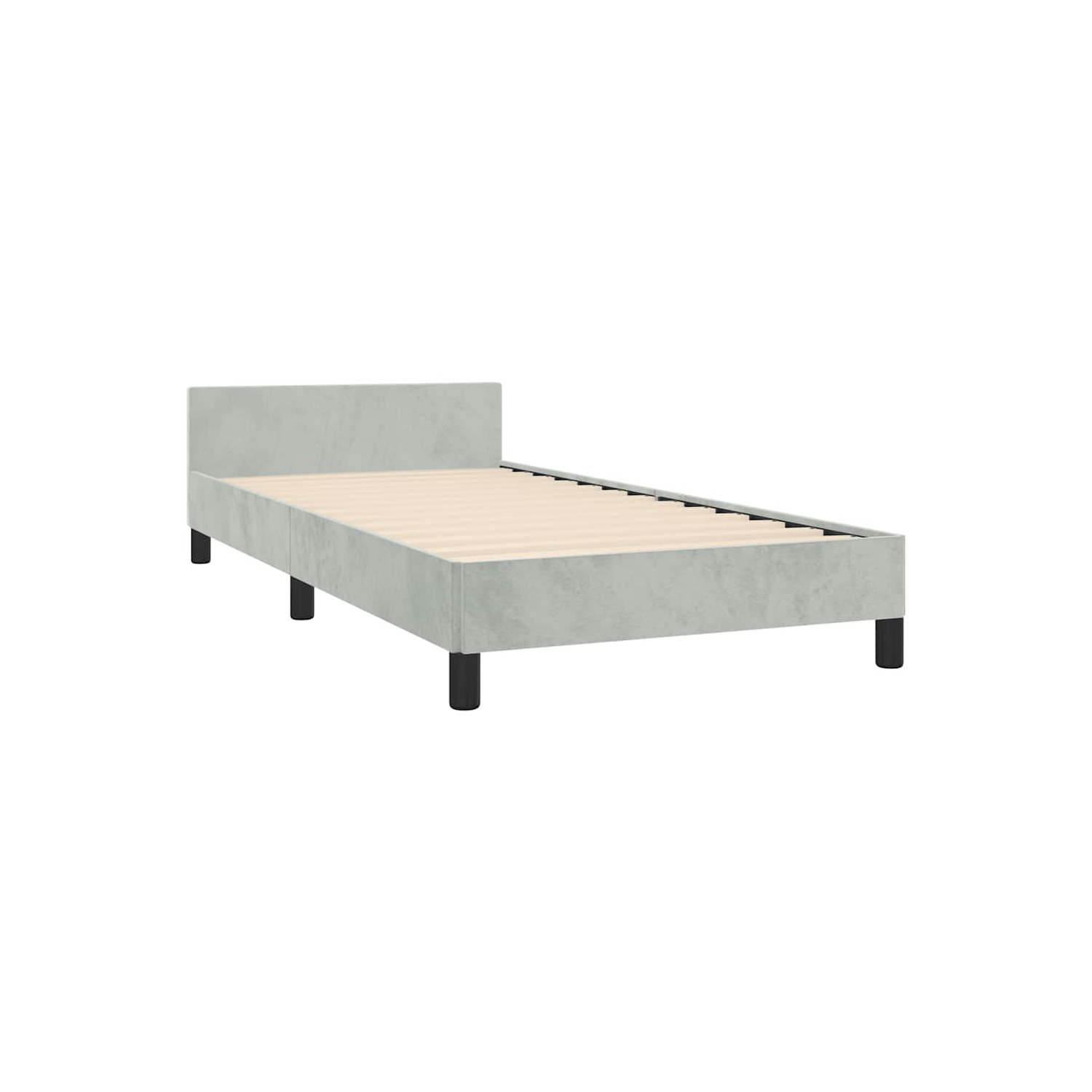 vidaXL Velvet Platform Bed Frame, No Box Spring Needed/No Mattress, Light Gray Twin XL Bed
