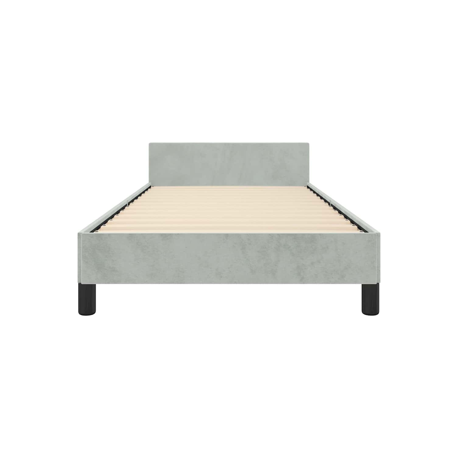 vidaXL Velvet Platform Bed Frame, No Box Spring Needed/No Mattress, Light Gray Twin XL Bed